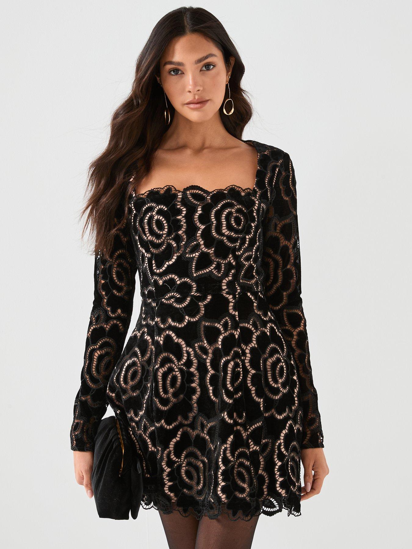 Elliatt Eris Long Sleeve Mini Dress - Black