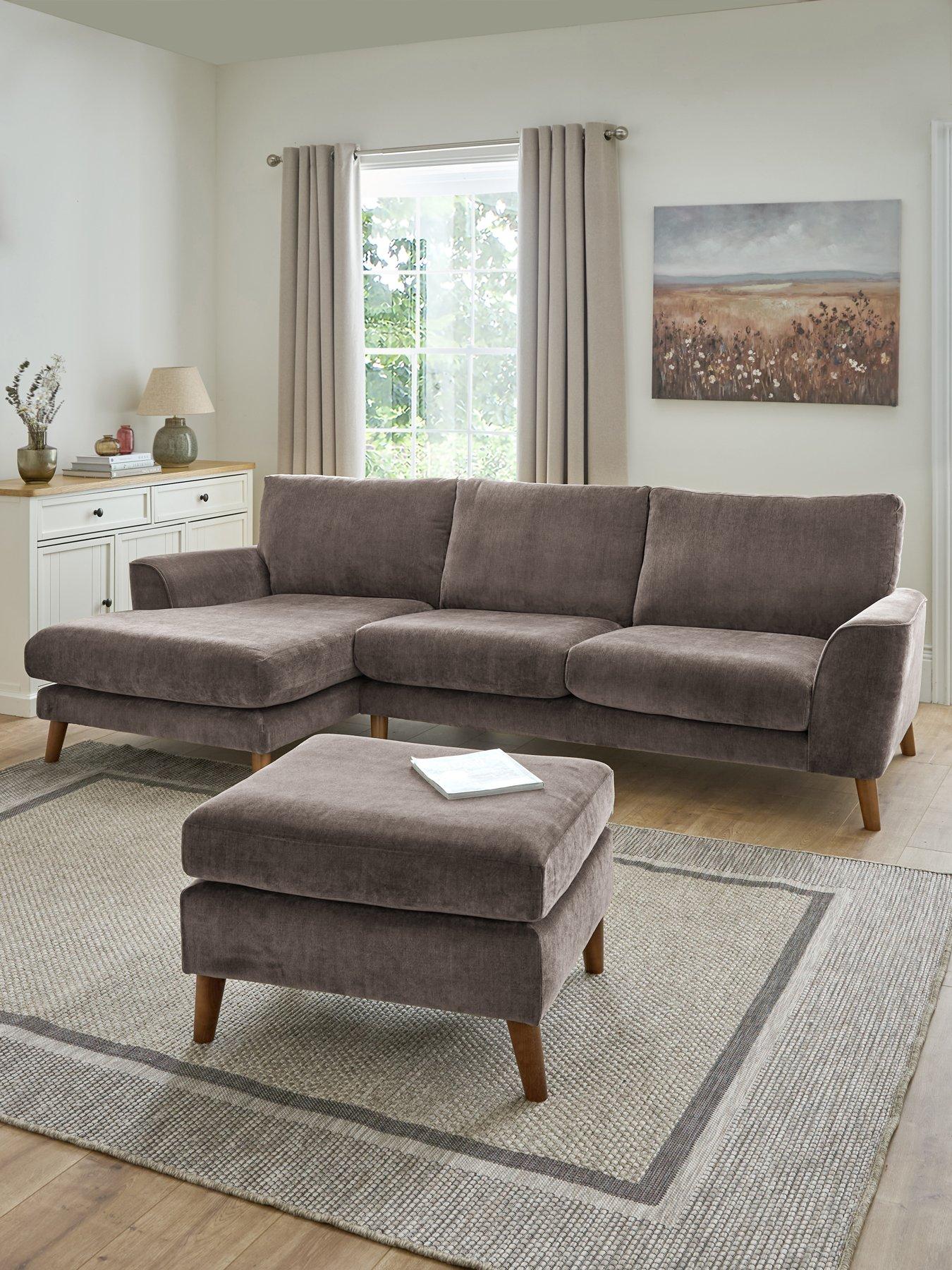 The Very Collection Aiyanna Fabric Left Hand 3 Seater Chaise + Footstool - Made to Order in the UK