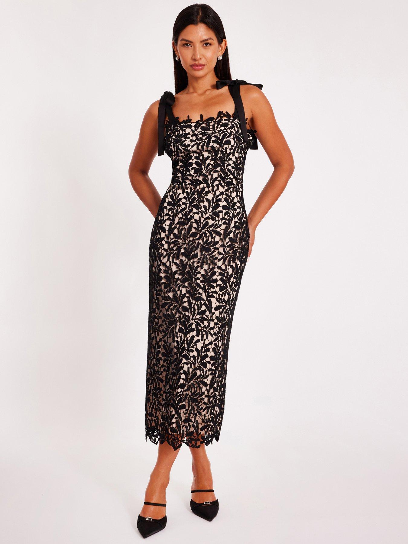 chinese dress ladies Poppy Delevingne Black Crochet Olympia Midi Dress main image 0