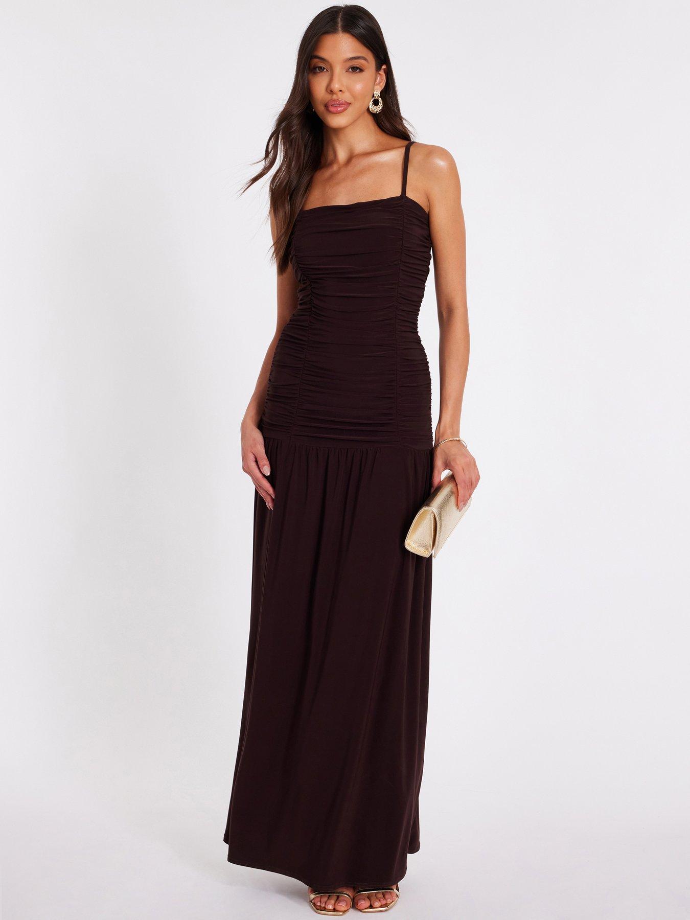 drop waist floor length dress Olive Bandage Drop Waist Maxi Dress main image 1