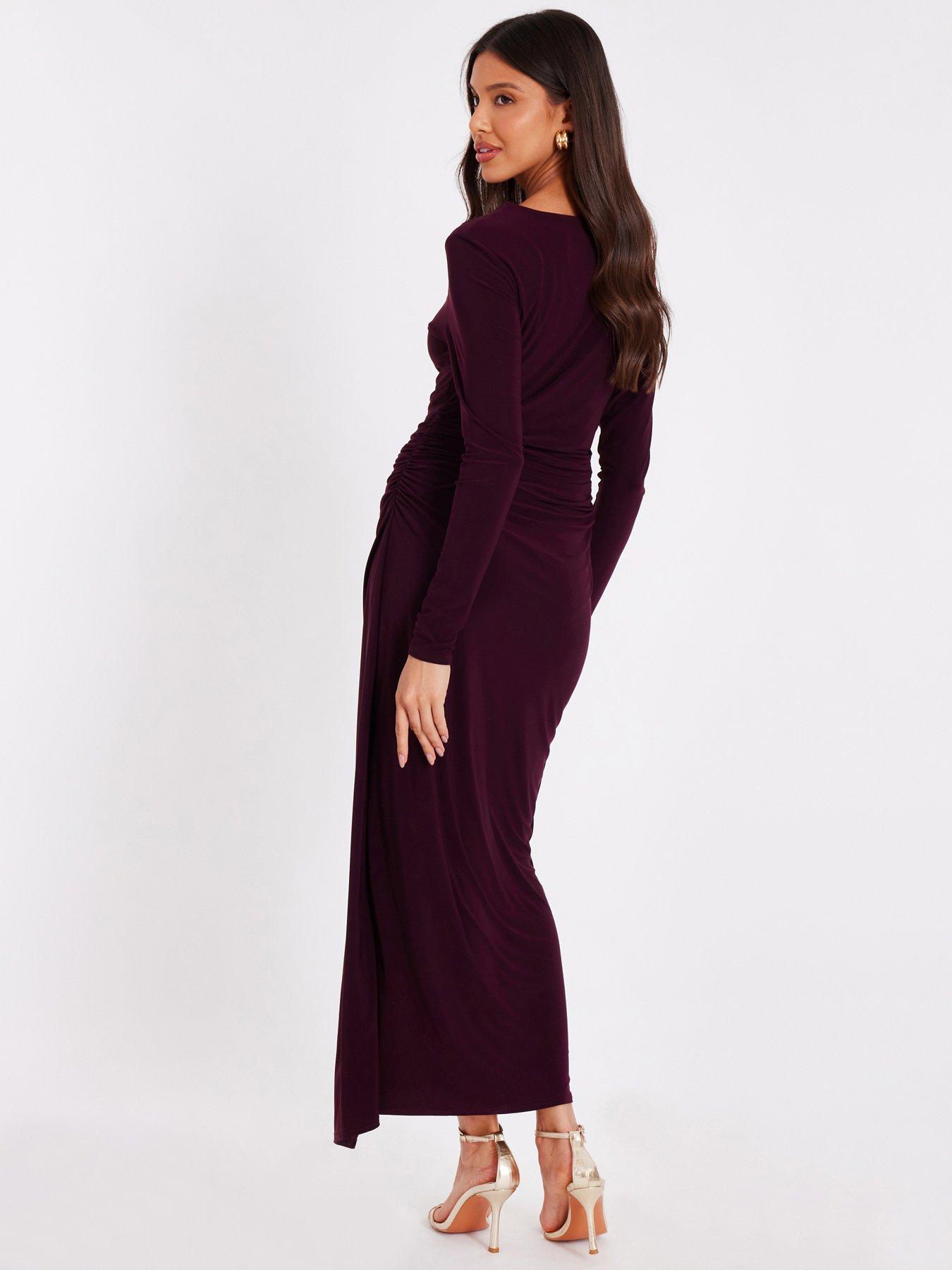 Image 2 of 6 of Quiz Plum Buckle Midaxi Dress