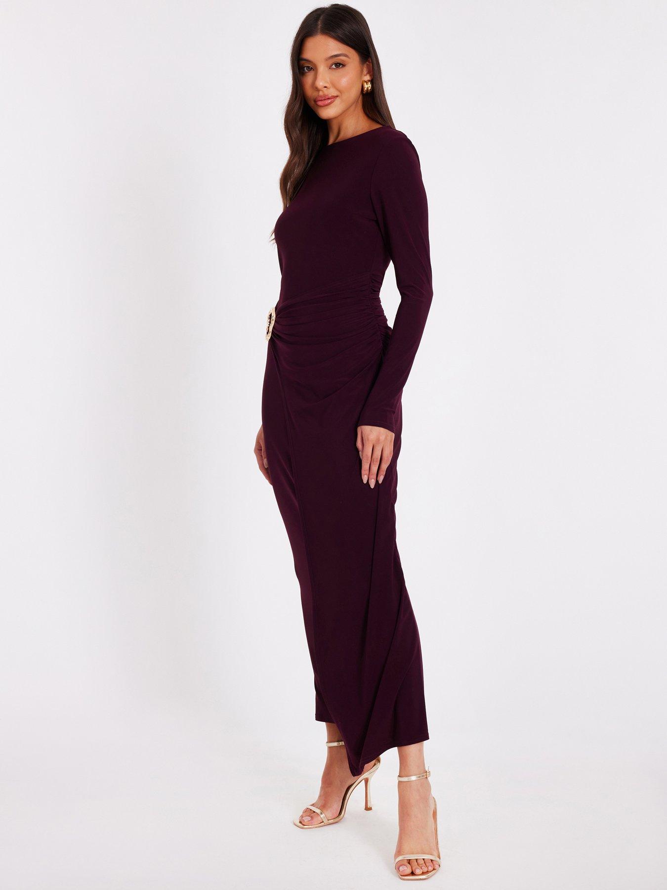 Image 3 of 6 of Quiz Plum Buckle Midaxi Dress