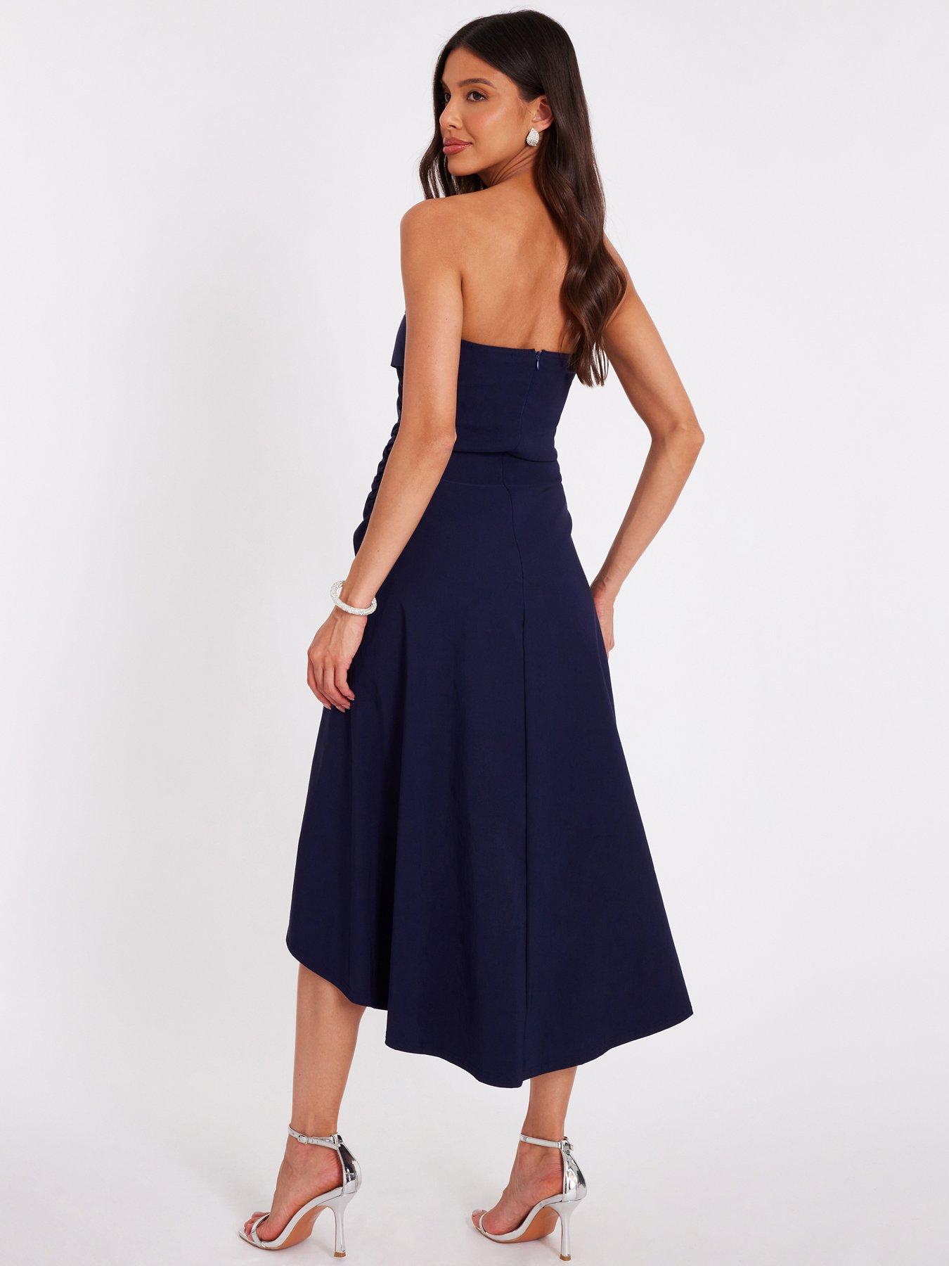Image 2 of 6 of Quiz Navy Bandeau Midi Dress