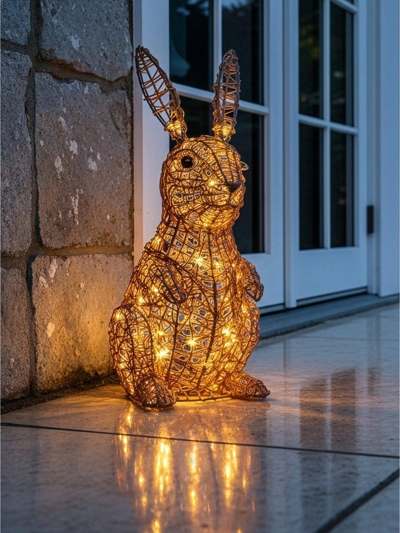 Image 1 of 5 of The Very Collection 75L Outdoor LED Light With Rattan Bunny