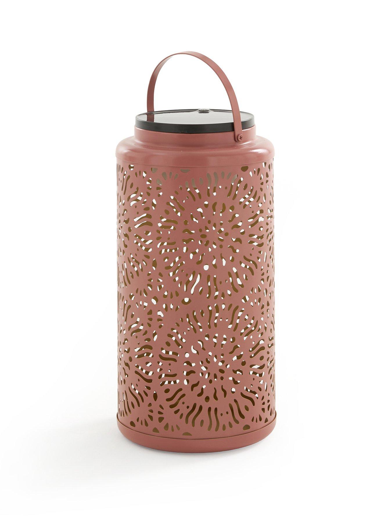 Image 2 of 5 of The Very Collection 32cm Mesh Solar Lantern with USB Charge&nbsp;- Light Terracotta