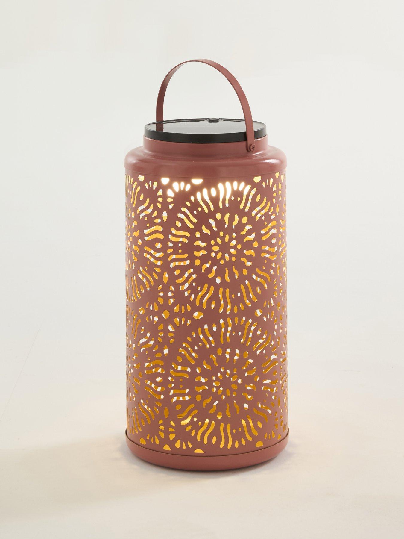 Image 3 of 5 of The Very Collection 32cm Mesh Solar Lantern with USB Charge&nbsp;- Light Terracotta