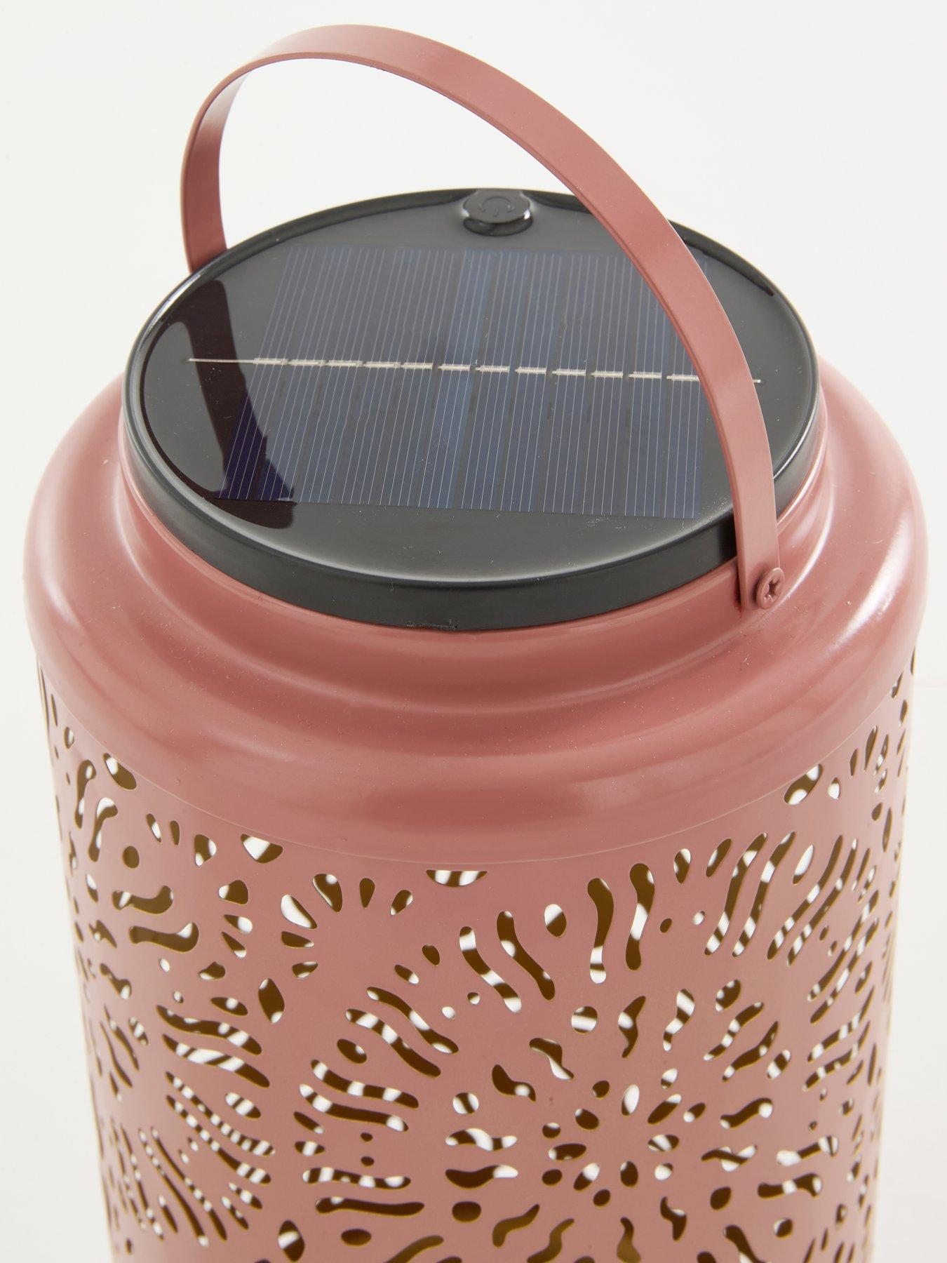 Image 4 of 5 of The Very Collection 32cm Mesh Solar Lantern with USB Charge&nbsp;- Light Terracotta
