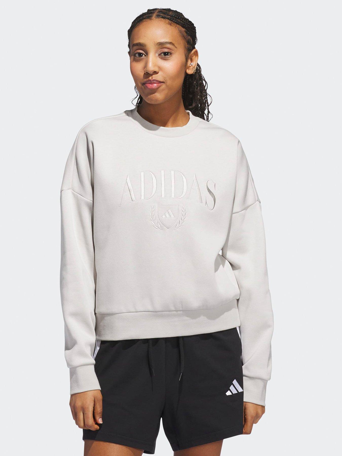 adidas Sportswear Womens Cozy Holiday Graphic Sweatshirt - Grey