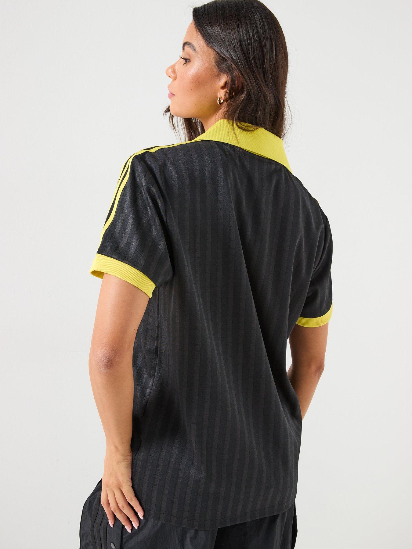 Jack Daniels Women's Black Striped Sleeve Soccer T-Shirt, Black, S