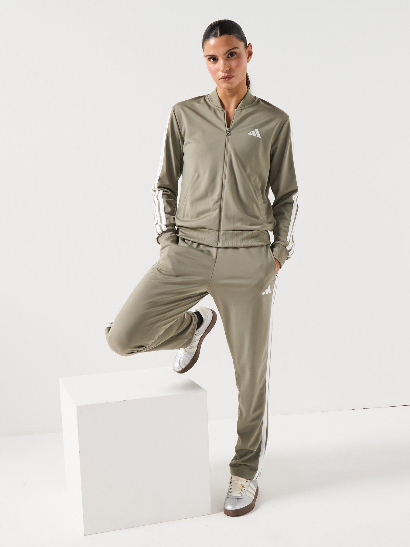 Image 3 of 4 of adidas Sportswear Womens Essentials 3-Stripes Tracksuit - Green