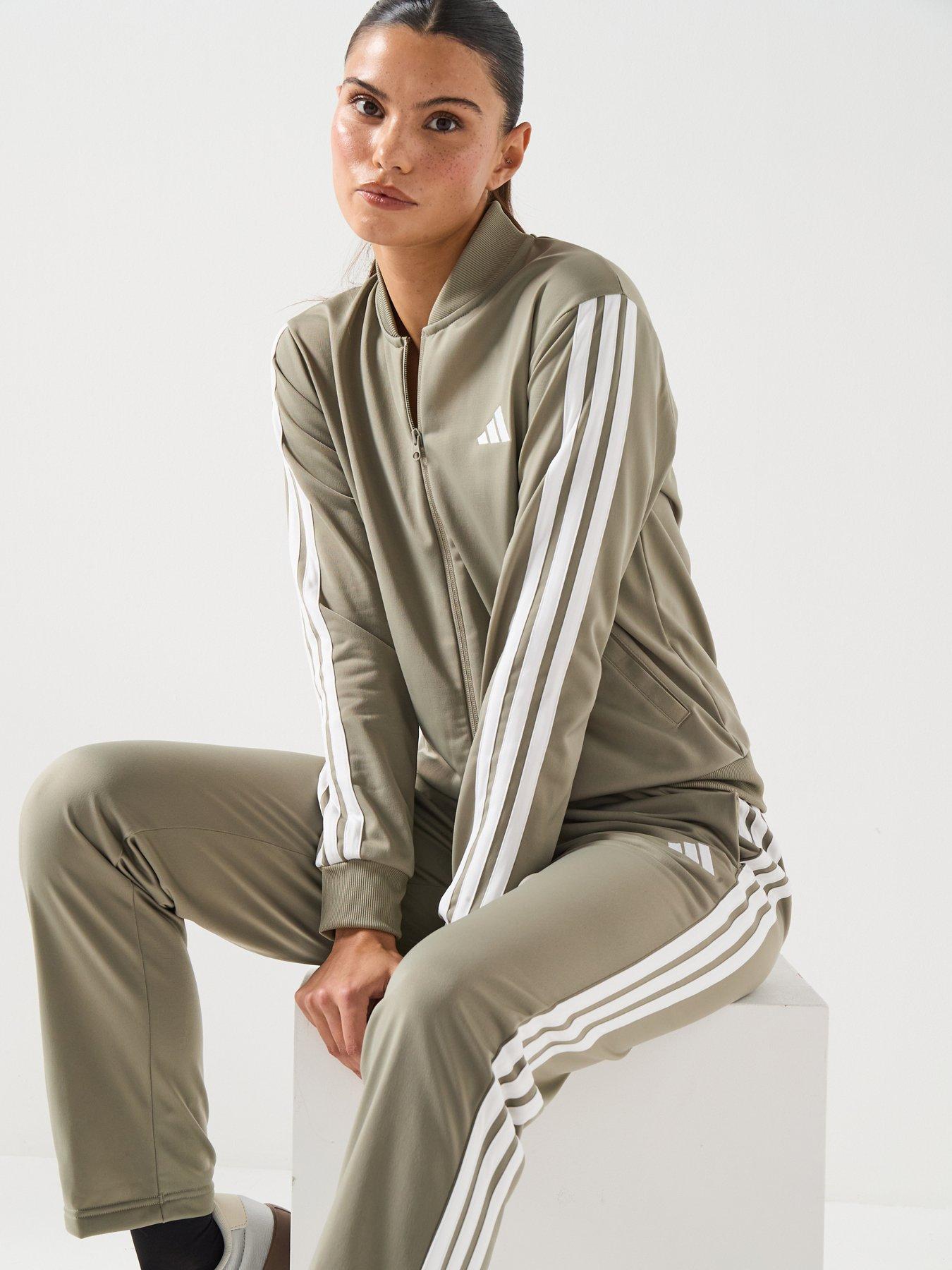 Image 4 of 4 of adidas Sportswear Womens Essentials 3-Stripes Tracksuit - Green