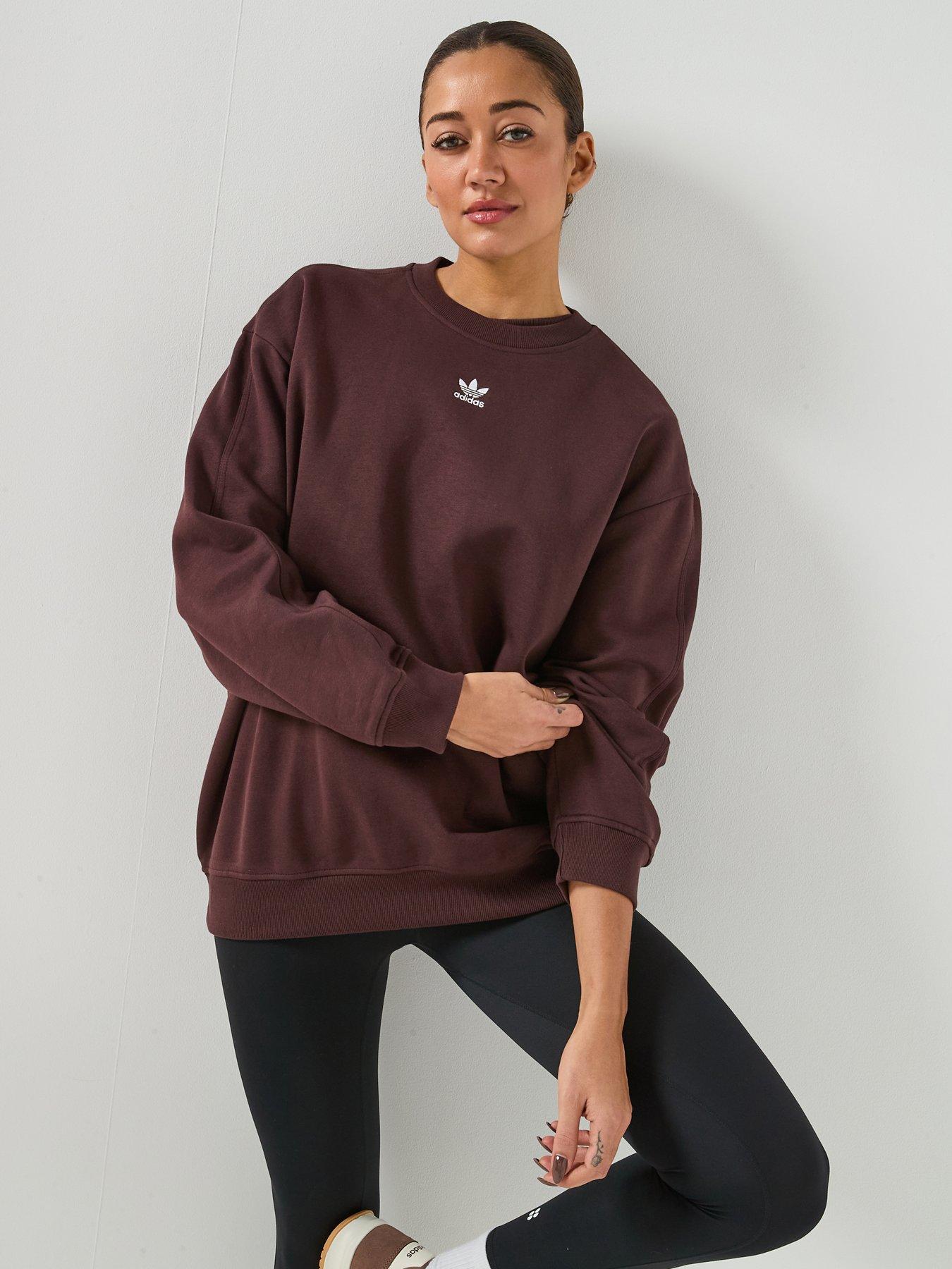 Adidas Originals Women'S Trefoil Essentials Crew Sweatshirt - Brown