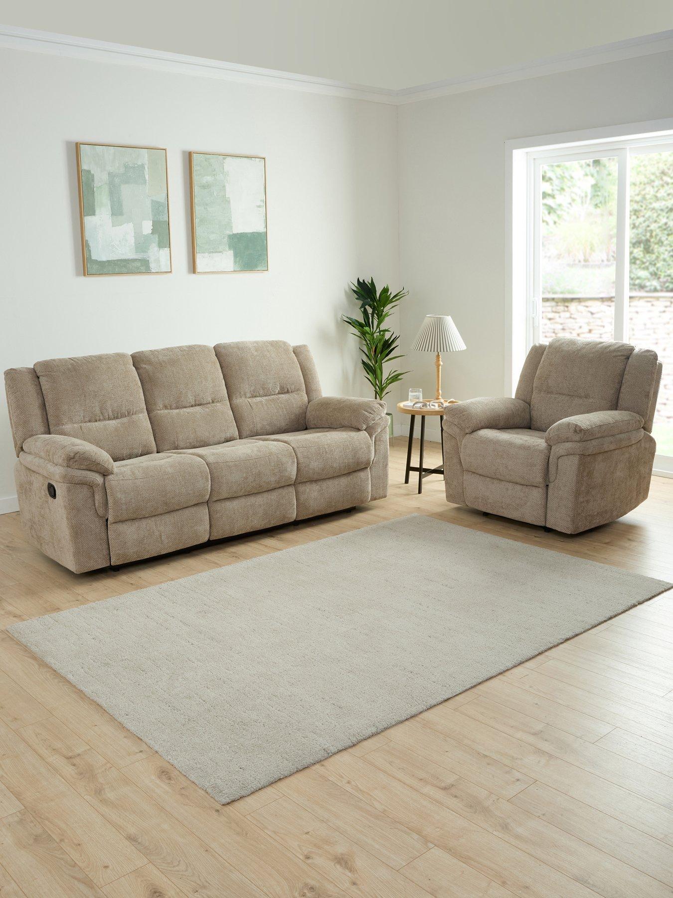 The Very Collection Albion 3 Seater + Fabric Manual Recliner Chair Set - FSC® Certified