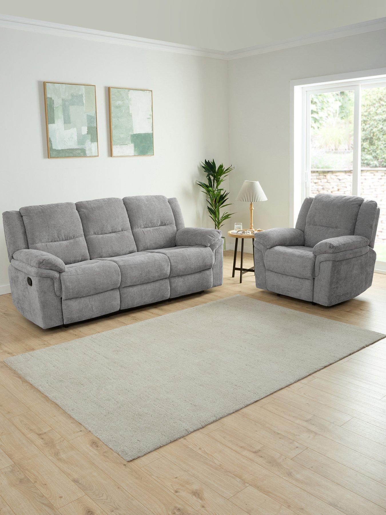 The Very Collection Albion 3 Seater + Fabric Manual Recliner Chair Set - FSC® Certified