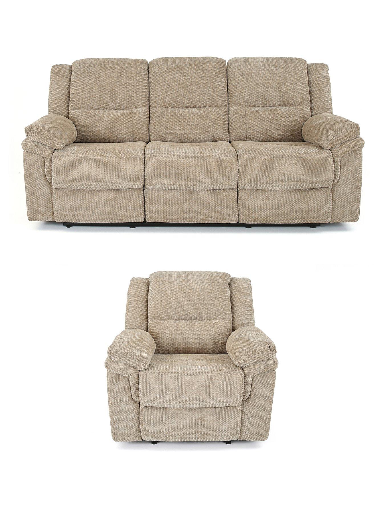 Image 2 of 7 of The Very Collection Albion 3 Seater + Fabric Manual Recliner Chair Set - FSC&reg; Certified
