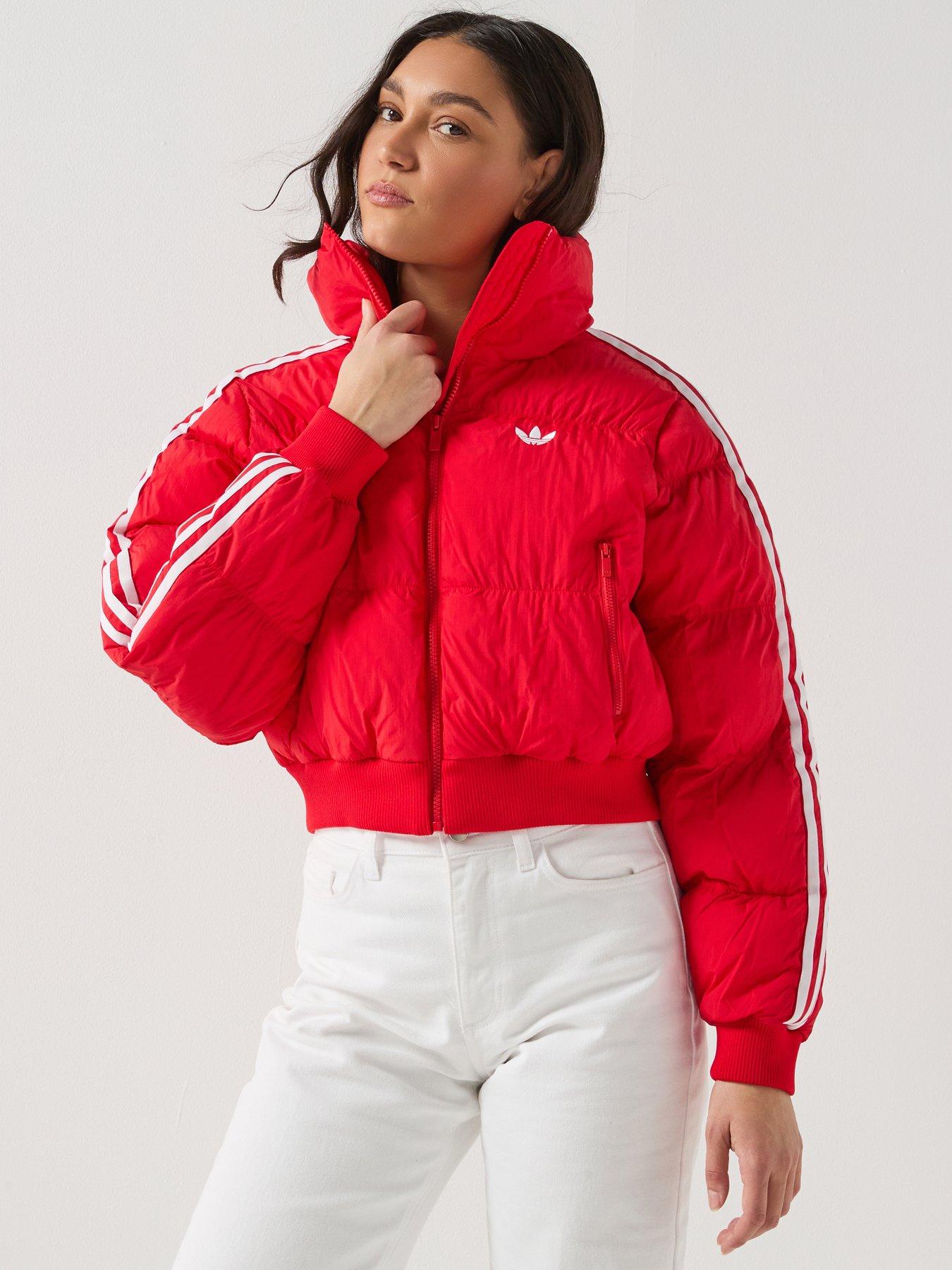 adidas Originals Womens Cropped Puffer Coat, Red, Size Xl, Women