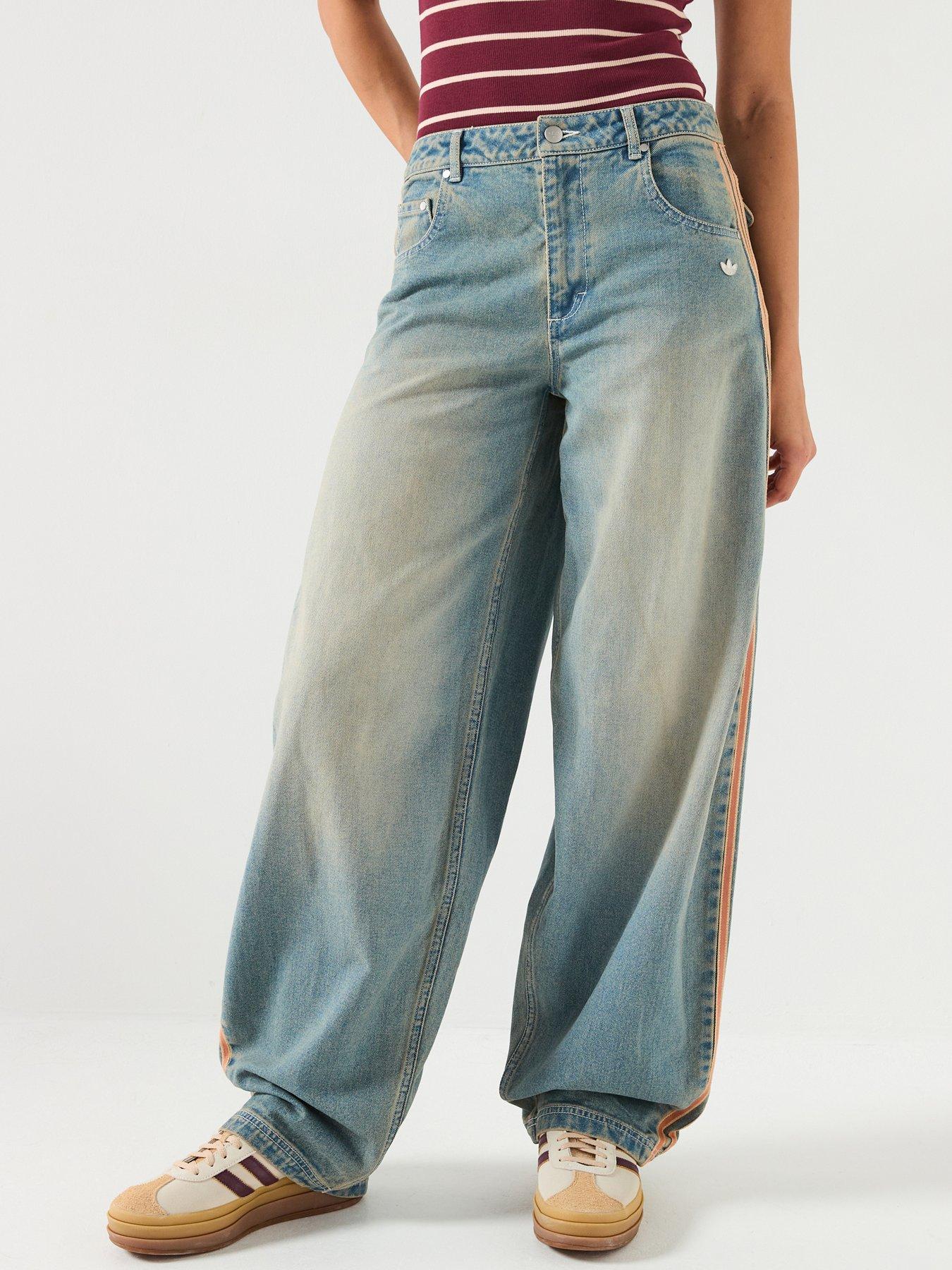 adidas Originals Womens Premium Essentials Denim Pant, Blue, Size L, Women