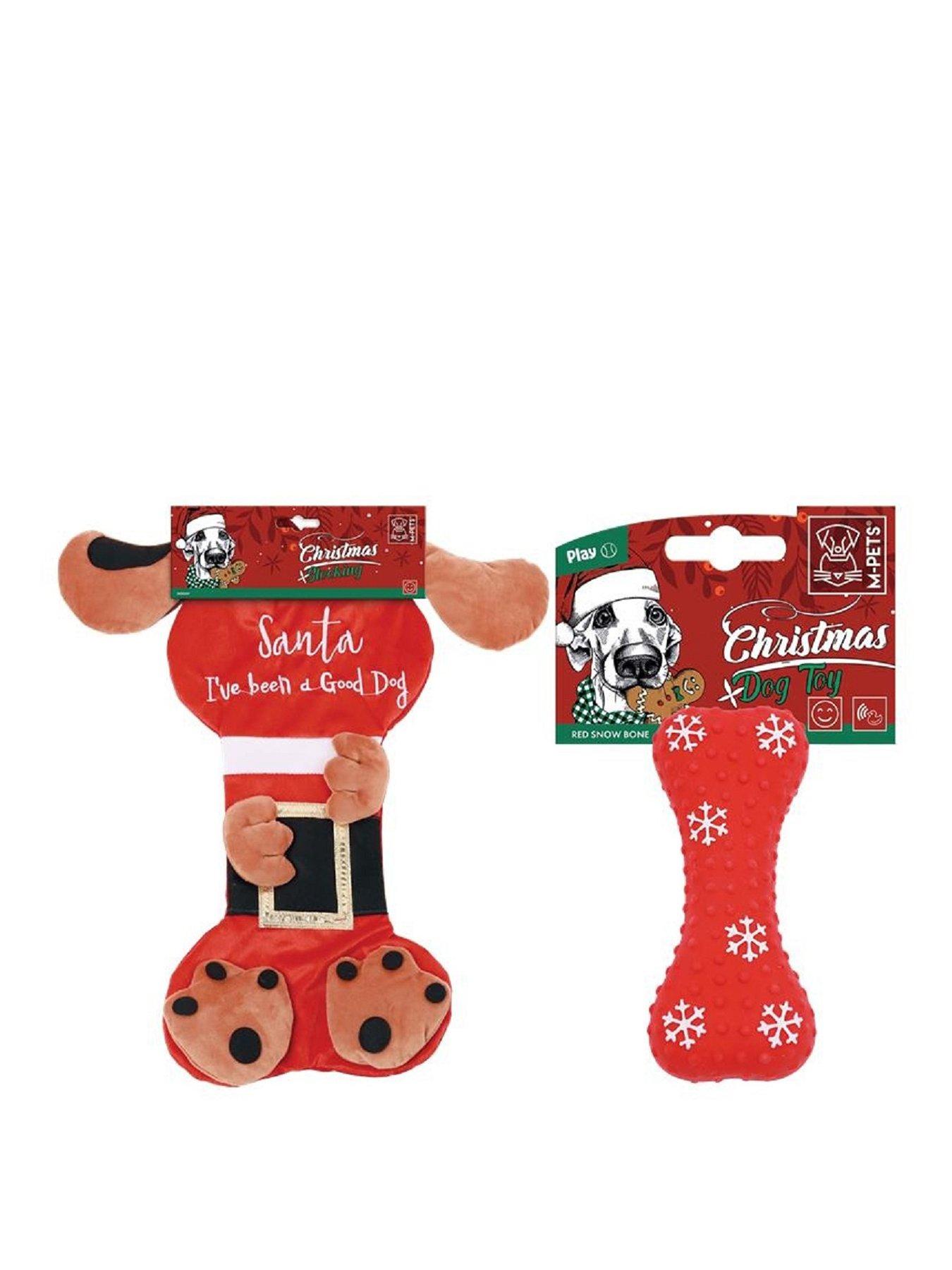 M-Pets 2 Pack  -  Doggy Shaped Stocking & Dog Toy Bone