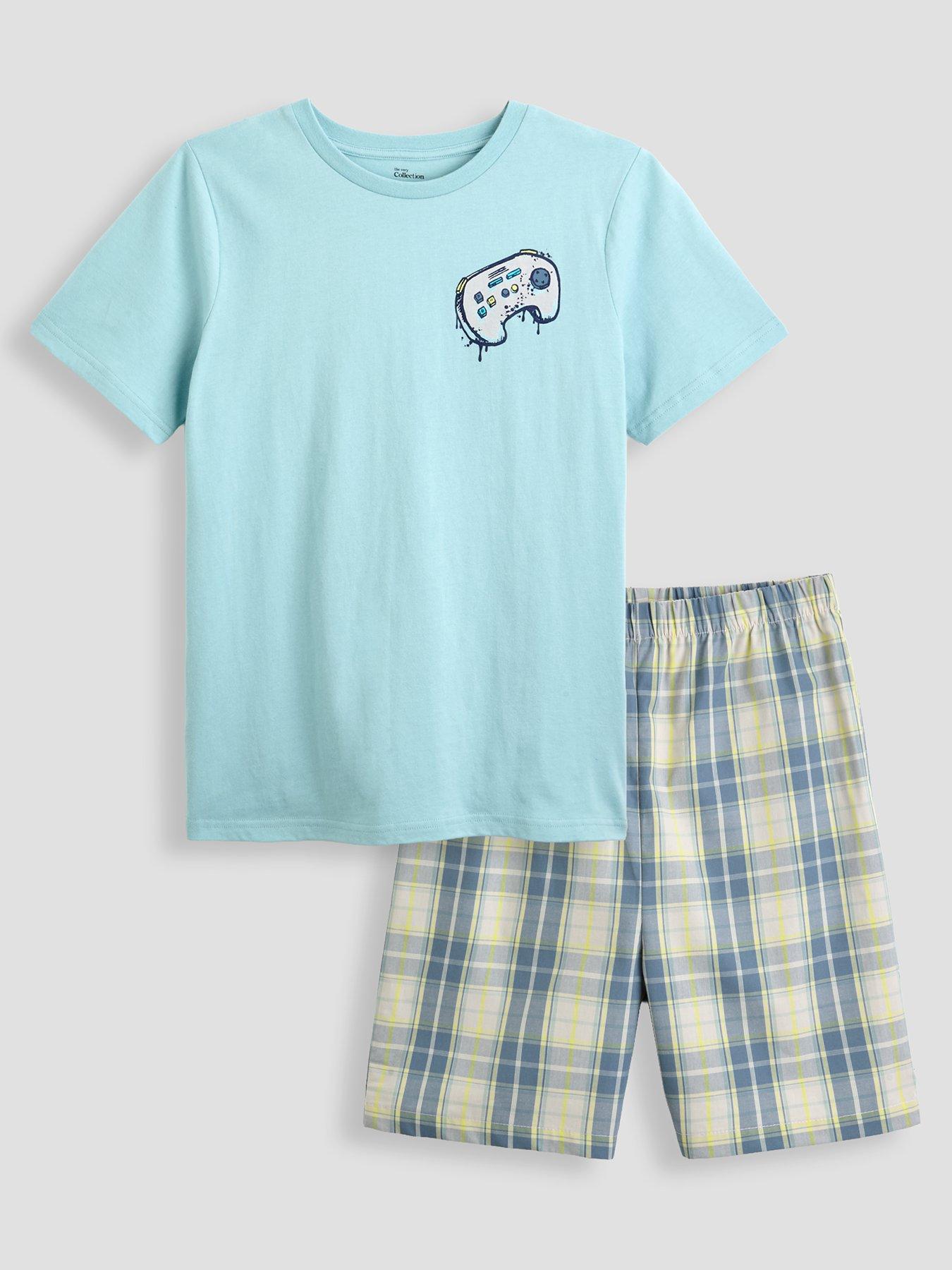 The Very Collection Boys Shortie Pyjama Set - Blue