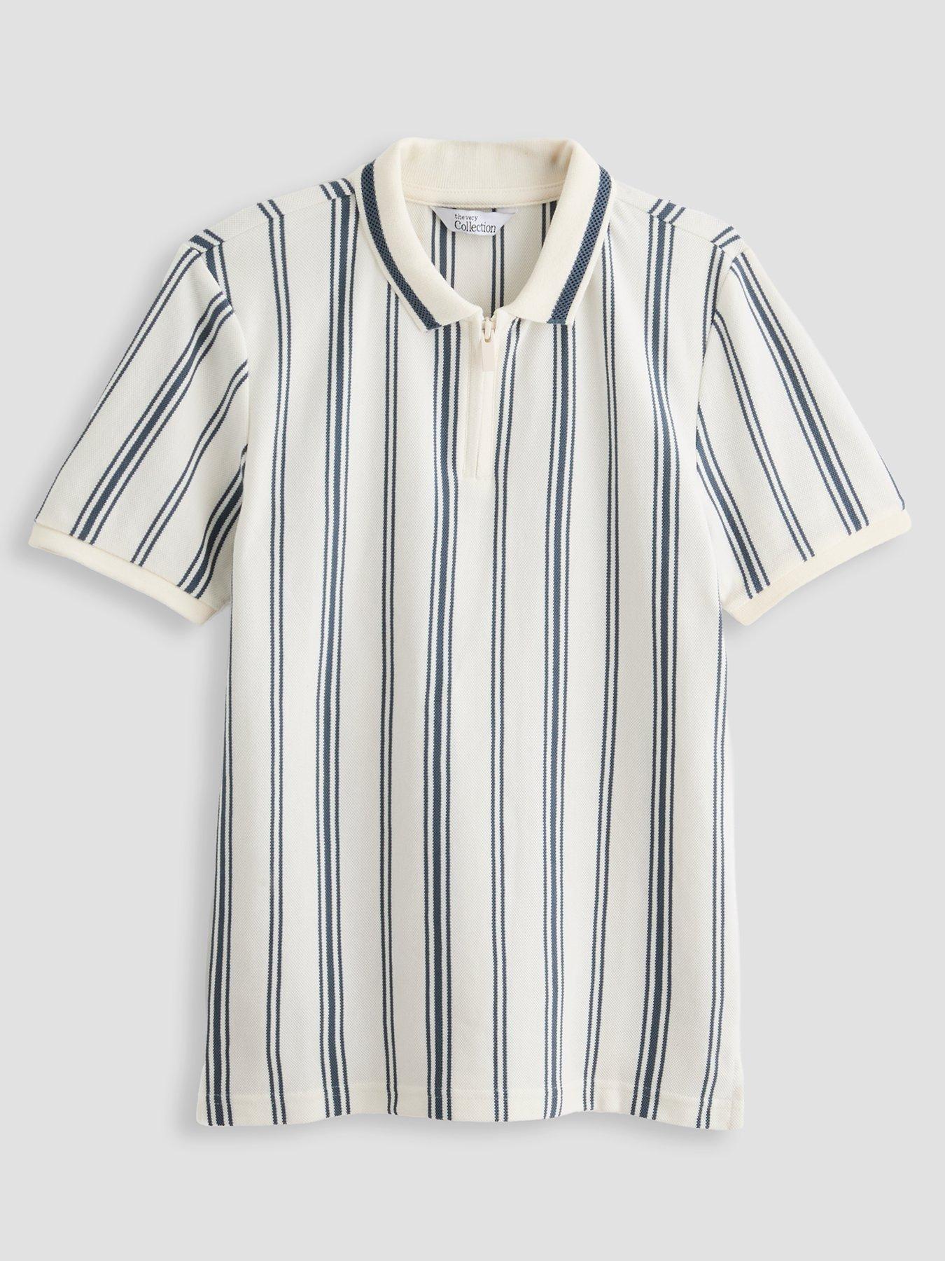The Very Collection Boys Zip Up Stripe Polo - Multi