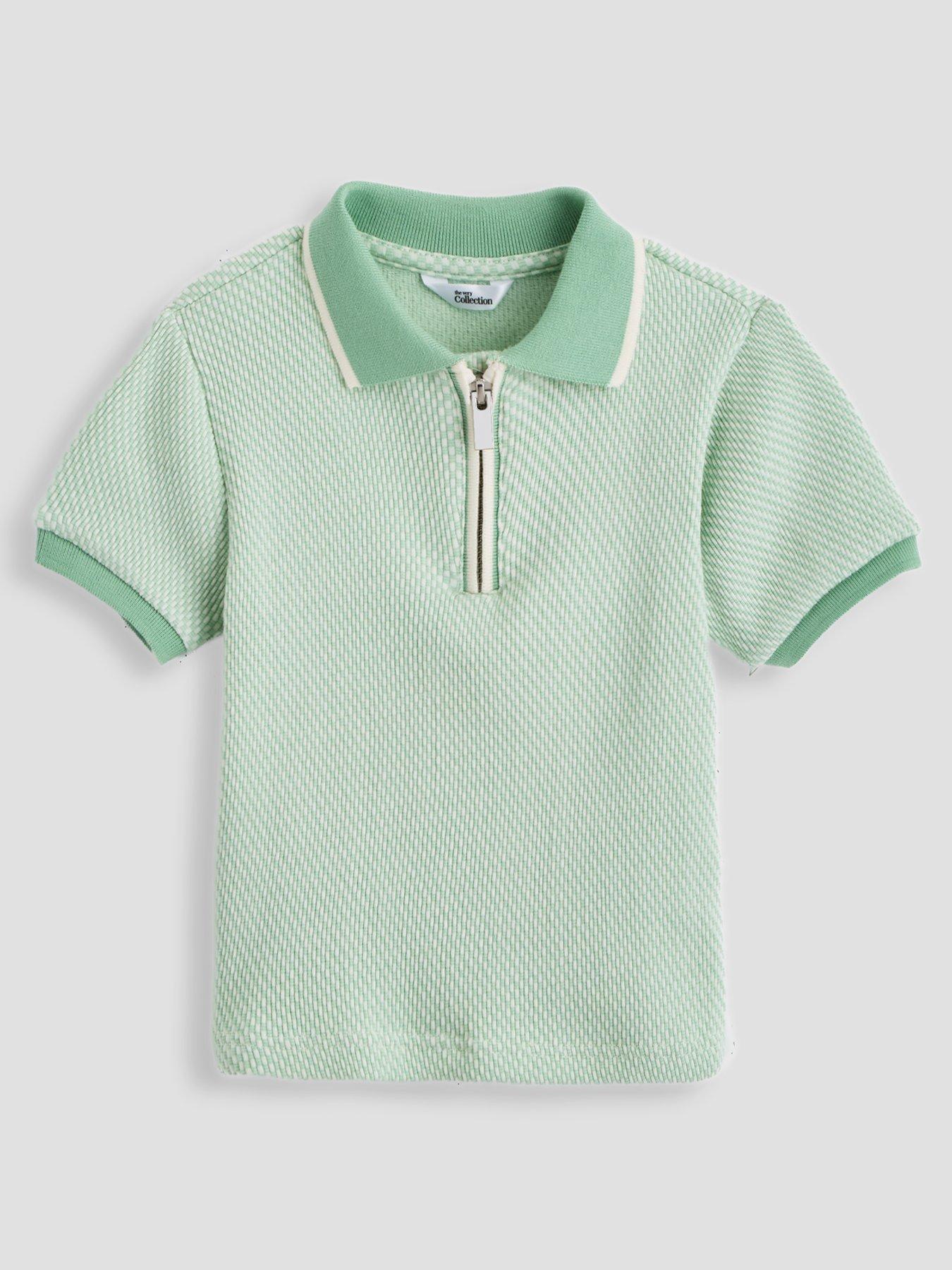 Image 1 of 5 of The Very Collection Boys Texture Detail Polo Shirt - Green