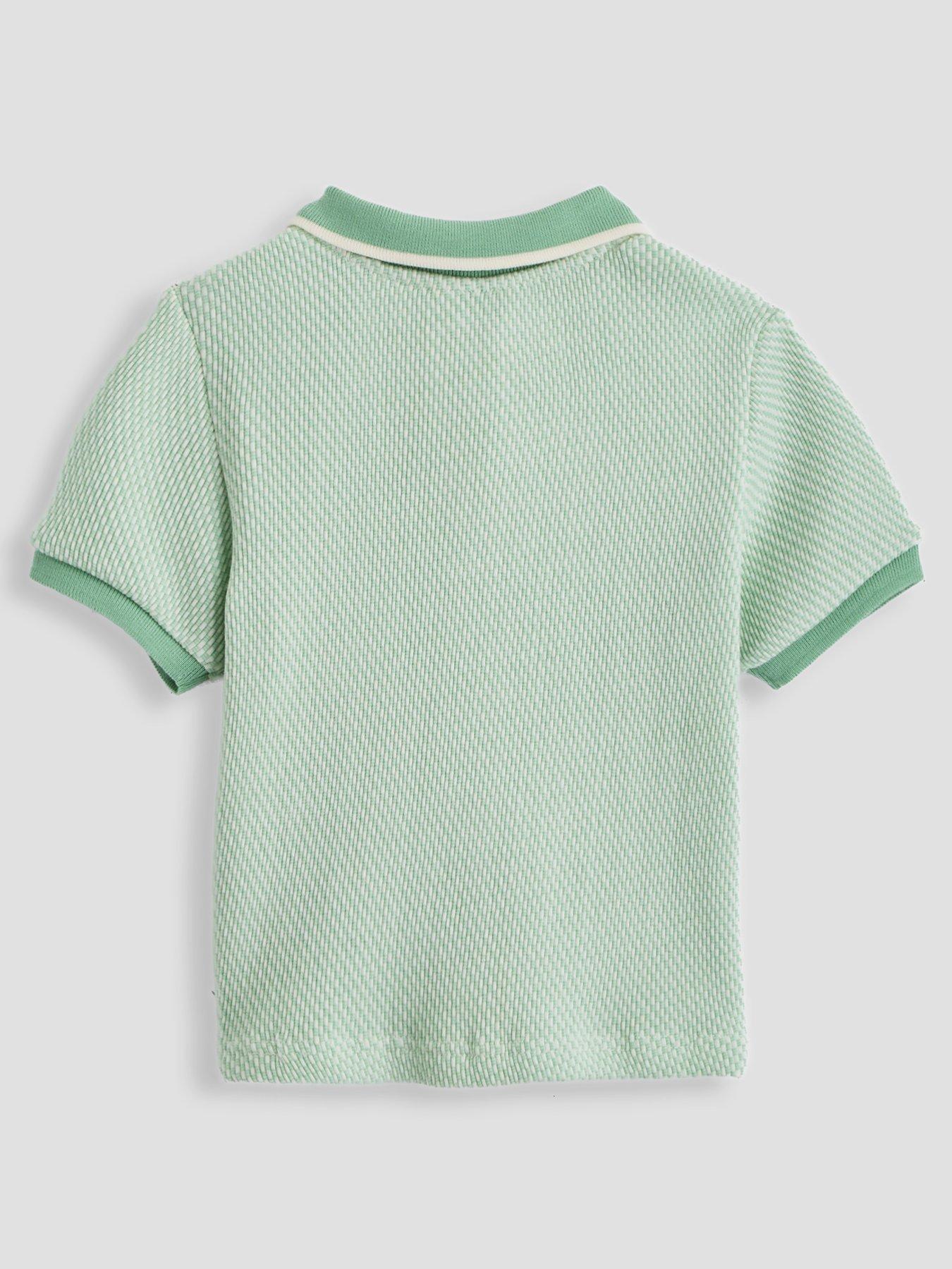 Image 2 of 5 of The Very Collection Boys Texture Detail Polo Shirt - Green