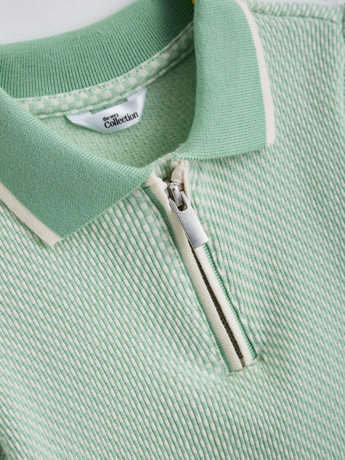 Image 3 of 5 of The Very Collection Boys Texture Detail Polo Shirt - Green
