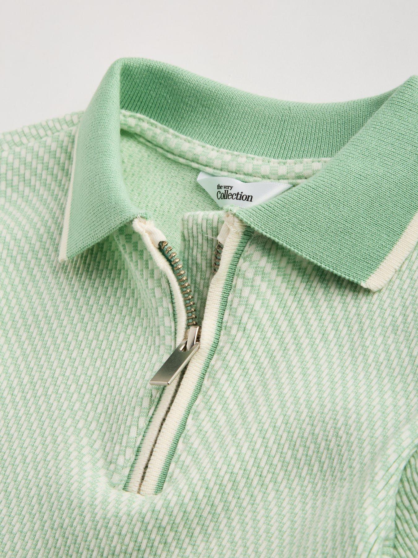 Image 4 of 5 of The Very Collection Boys Texture Detail Polo Shirt - Green