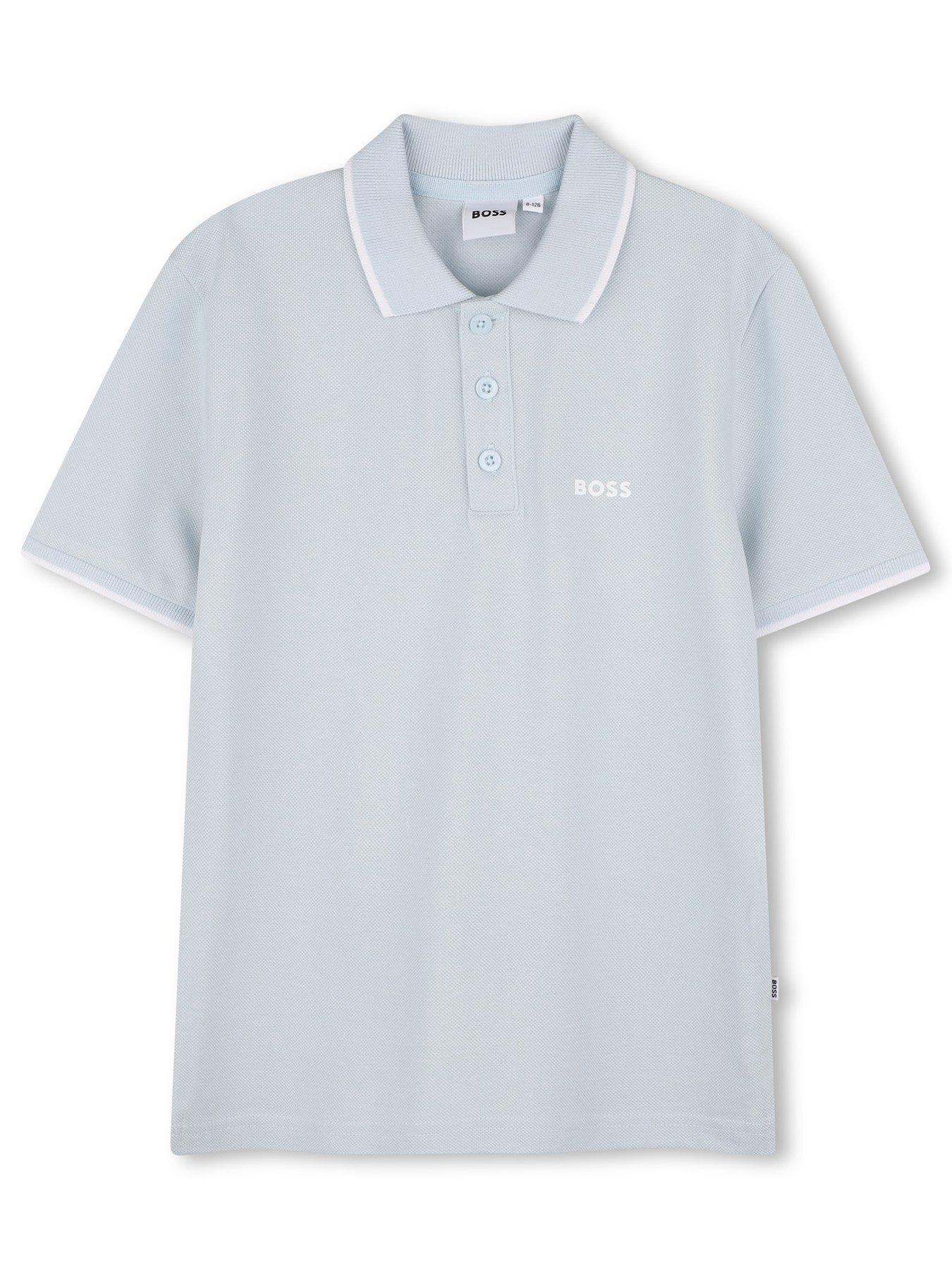 BOSS Boys Short Sleeve Polo Shirt - Light Blue
