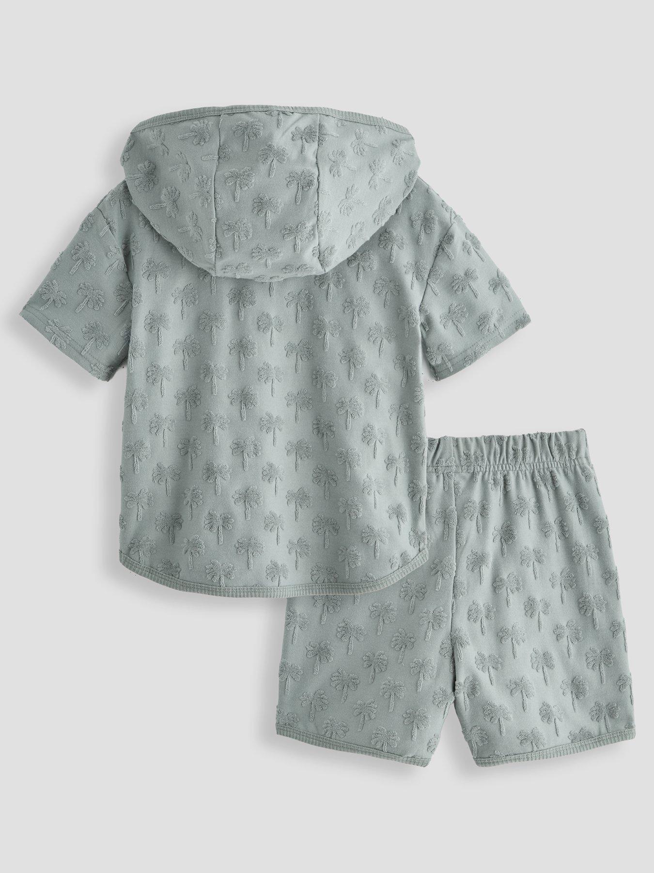 Image 2 of 4 of The Very Collection Boys Towelling Palm Tree Poncho And Shorts Set - Khaki Green