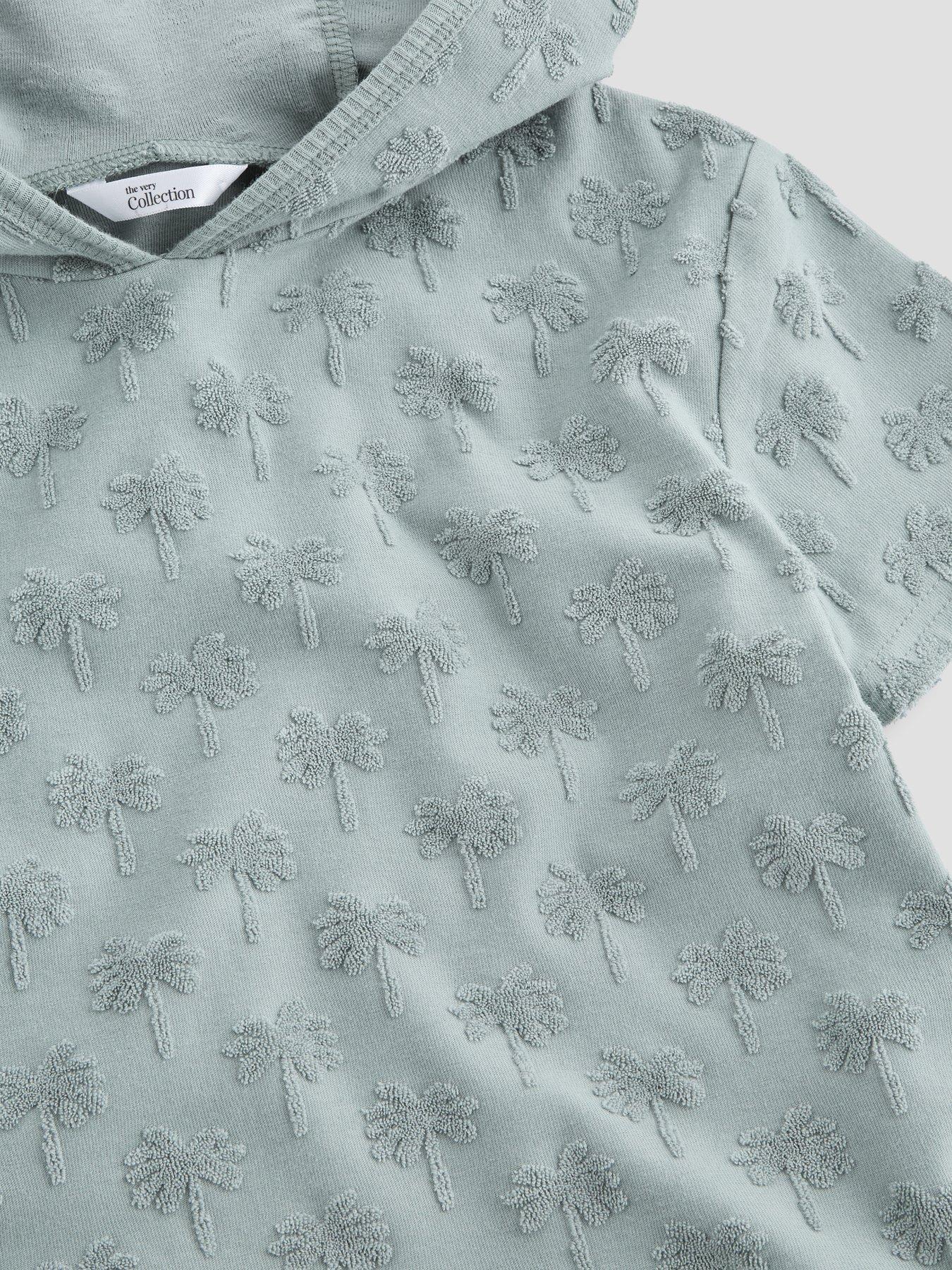 Image 3 of 4 of The Very Collection Boys Towelling Palm Tree Poncho And Shorts Set - Khaki Green