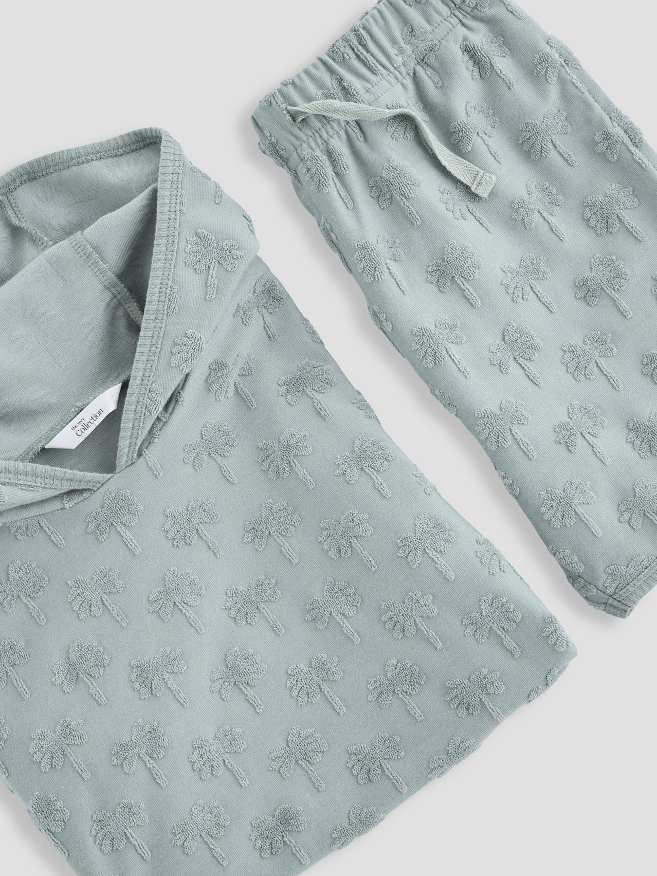 Image 4 of 4 of The Very Collection Boys Towelling Palm Tree Poncho And Shorts Set - Khaki Green