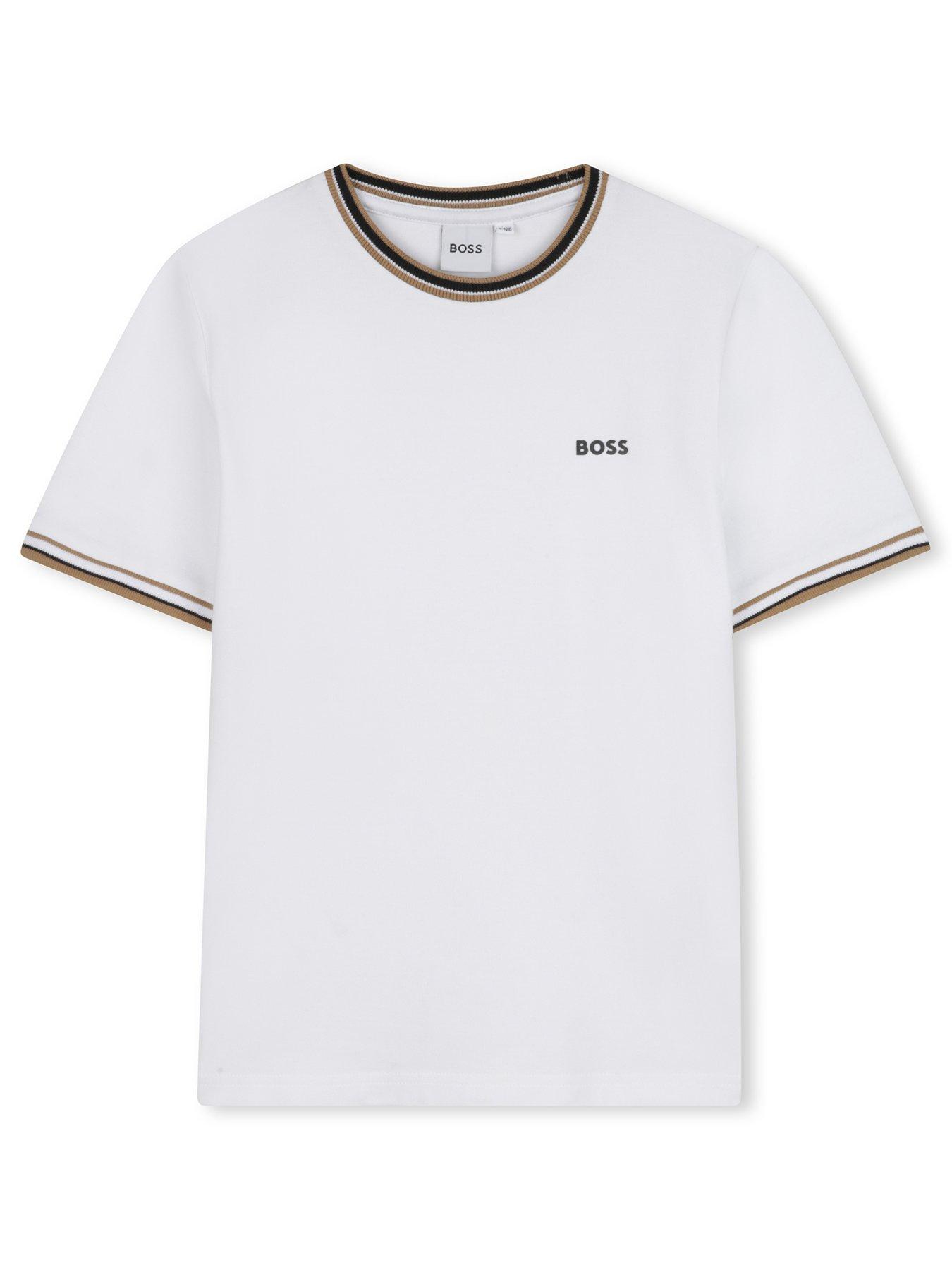 BOSS Boys Short Sleeve Tipped T-Shirt - White