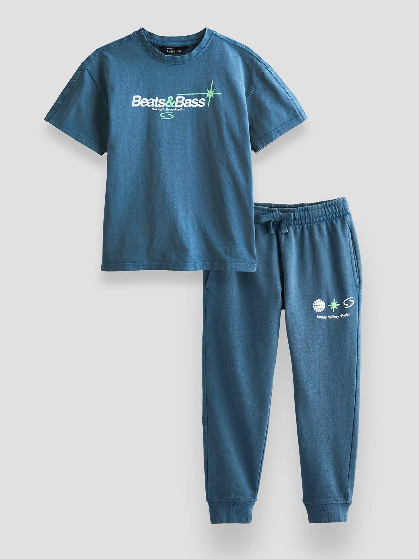 The Very Collection Boys Washed Slogan Short Set
