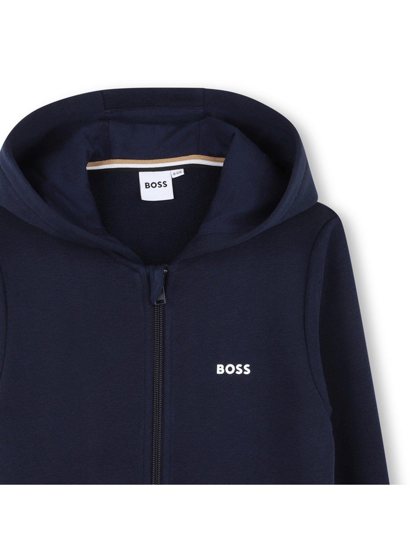 Image 3 of 3 of BOSS Boys Zip Through Hoodie - Navy