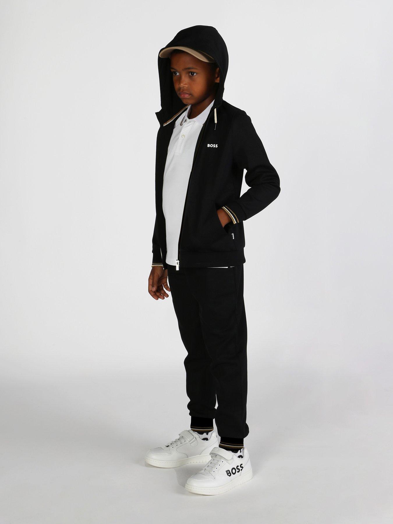 BOSS Boys Zip Through Hoodie, Black, Size 14 Years
