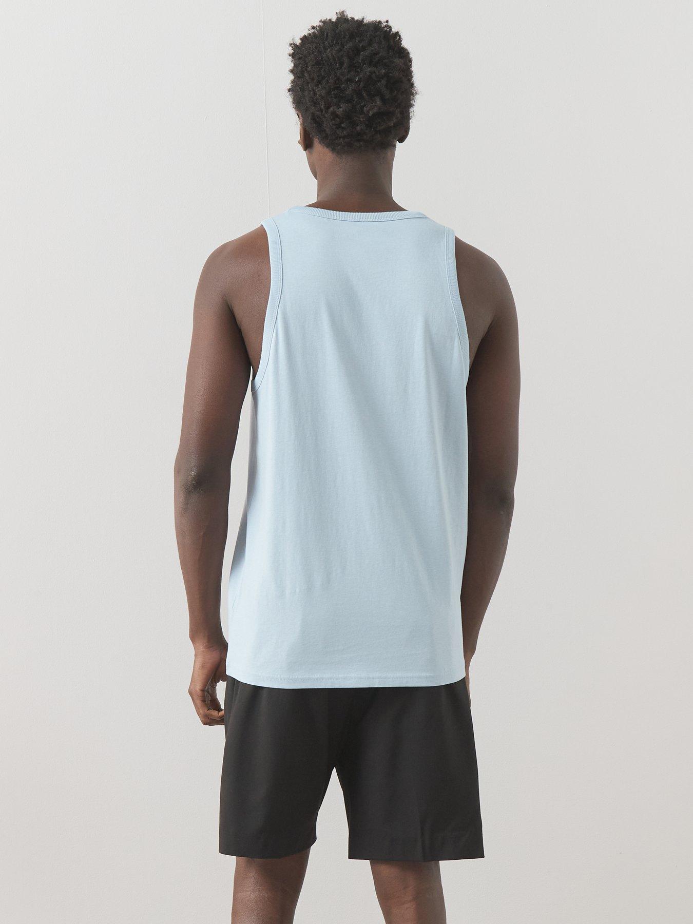Image 3 of 7 of The Very Collection 3 Pack Pure Cotton Jersey Vests - Grey/Blue