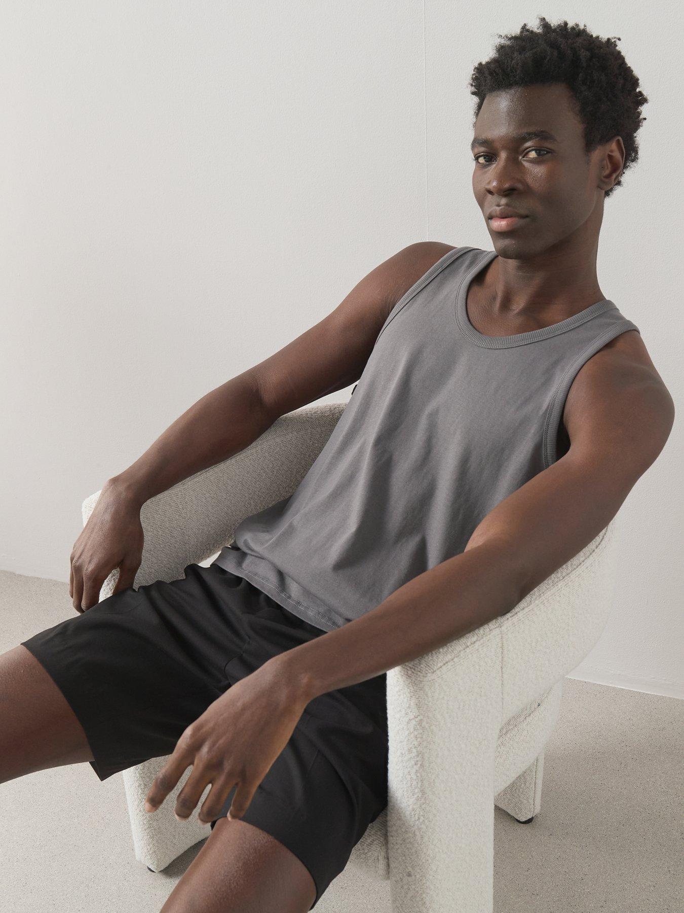 Image 5 of 7 of The Very Collection 3 Pack Pure Cotton Jersey Vests - Grey/Blue