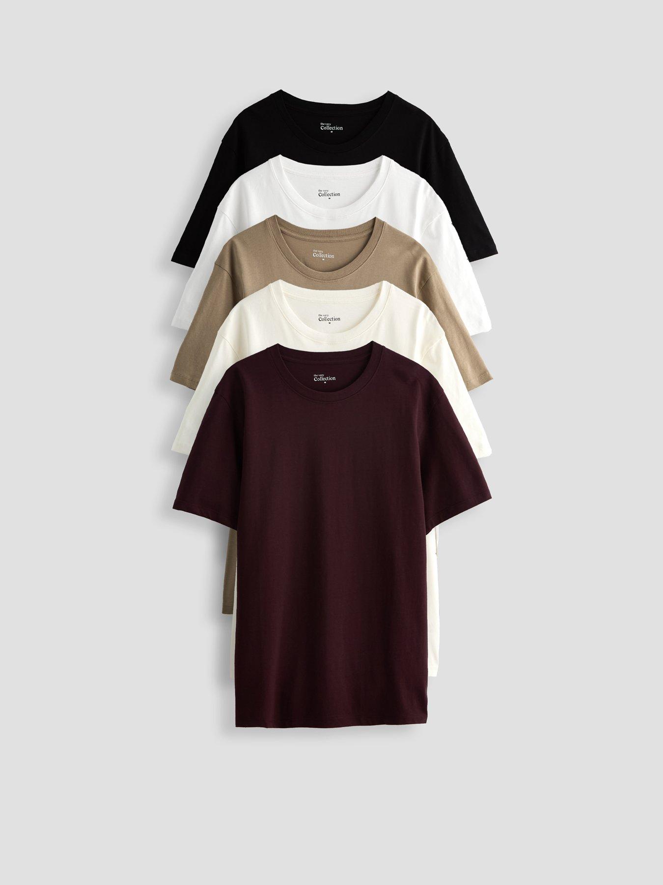 The Very Collection 5 Pack Pure Cotton Crew Neck T-Shirts - Multi