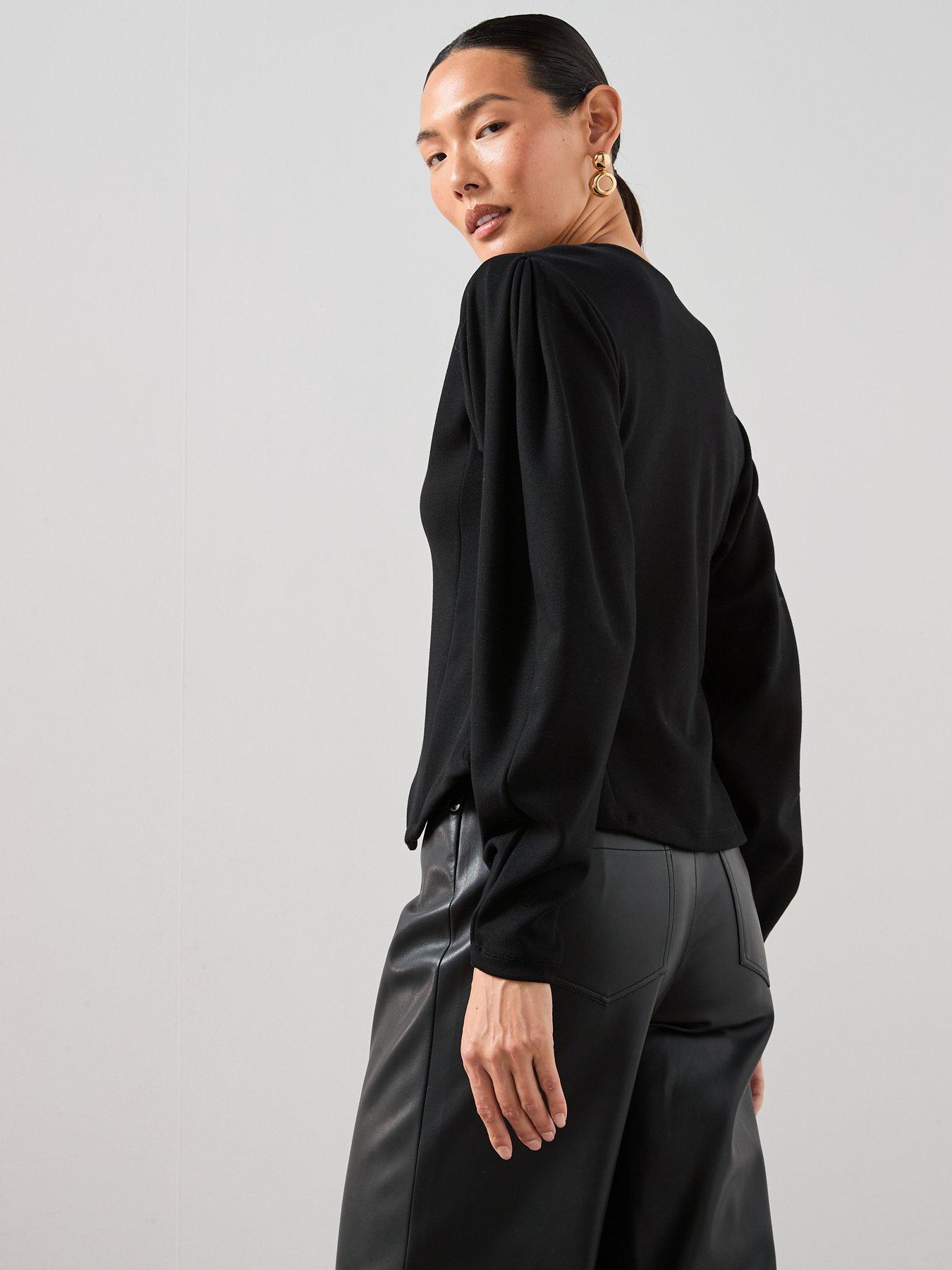 The Very Collection Long Sleeve Button Up Top - Black | Very