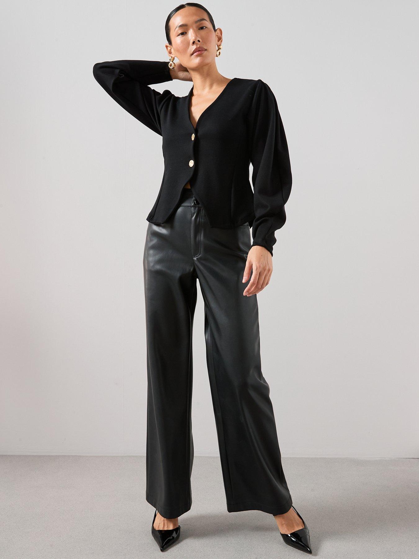 The Very Collection Long Sleeve Button Up Top - Black | Very