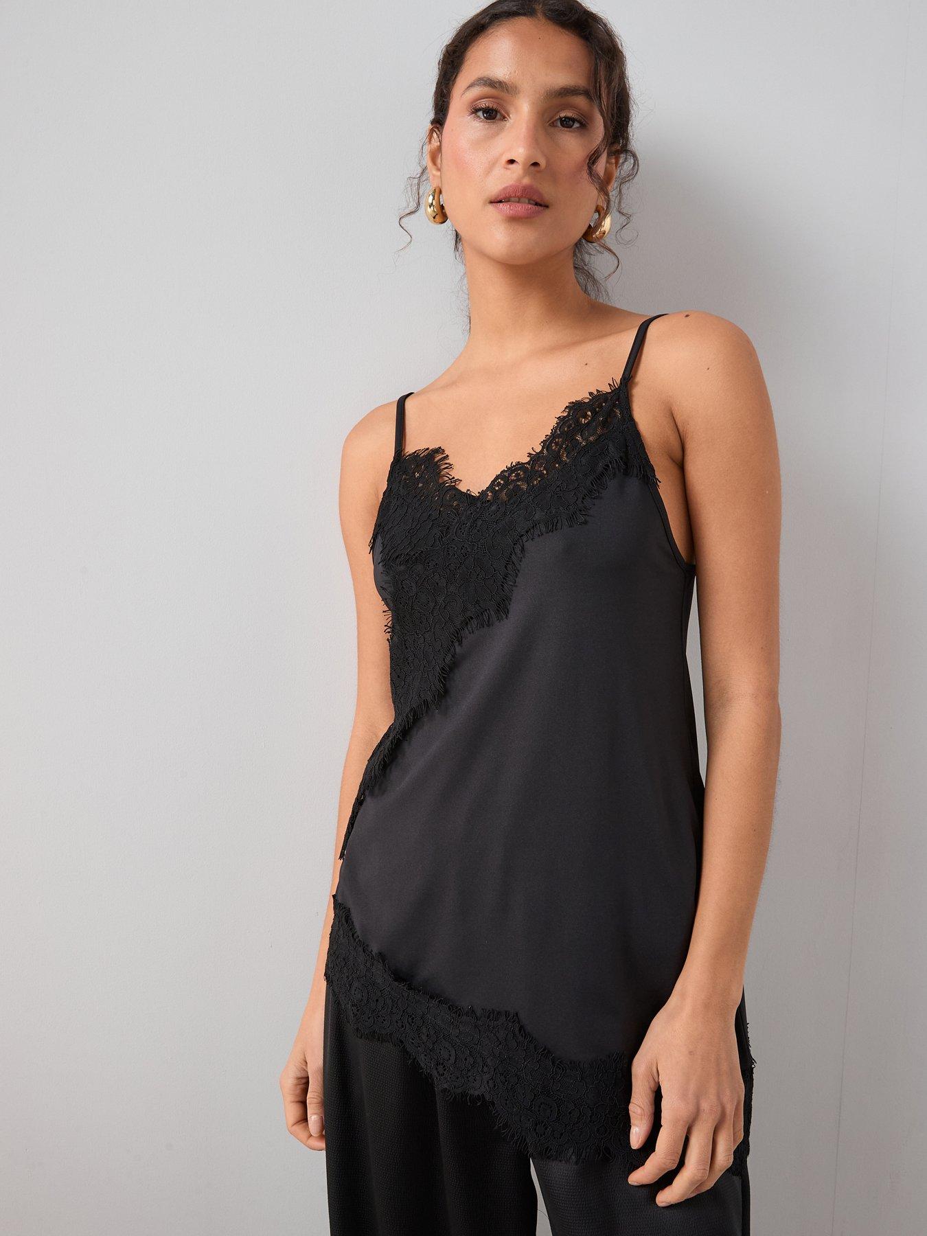 The Very Collection Asymetric Lace Trim Cami Top