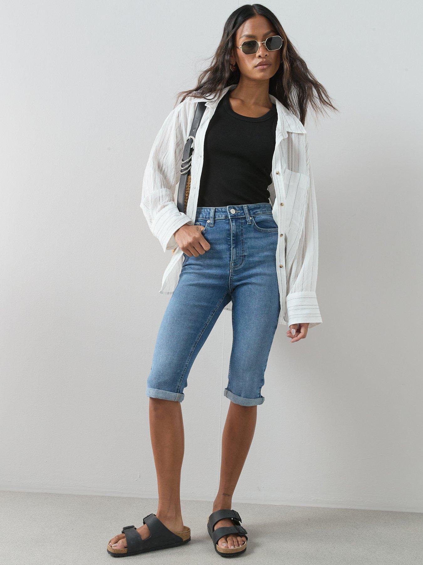 The Very Collection Stretch Denim Knee Length Shorts - Mid Wash