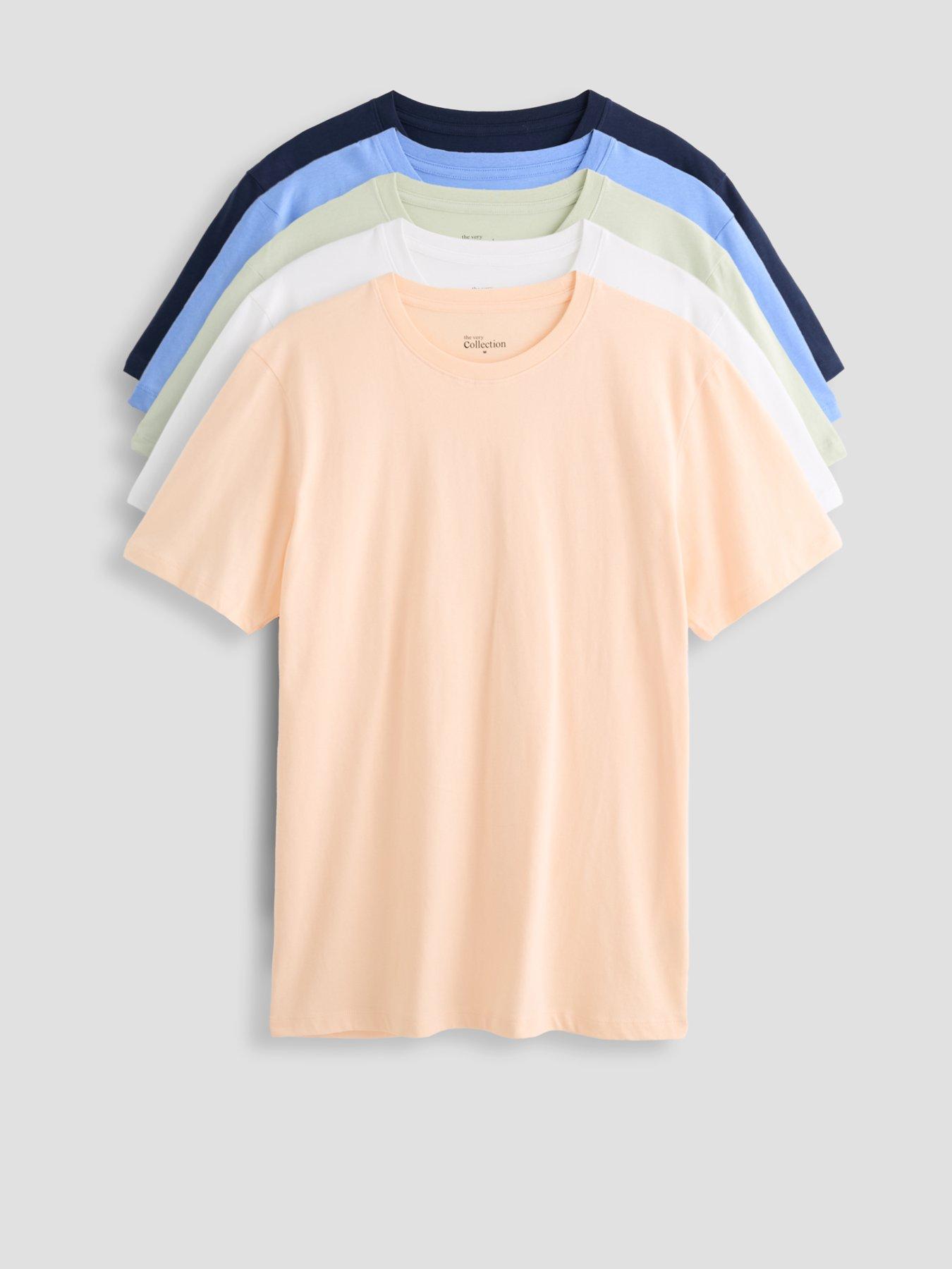 Image 1 of 7 of The Very Collection 5 Pack Pure Cotton Crew Neck T-shirts - Multi