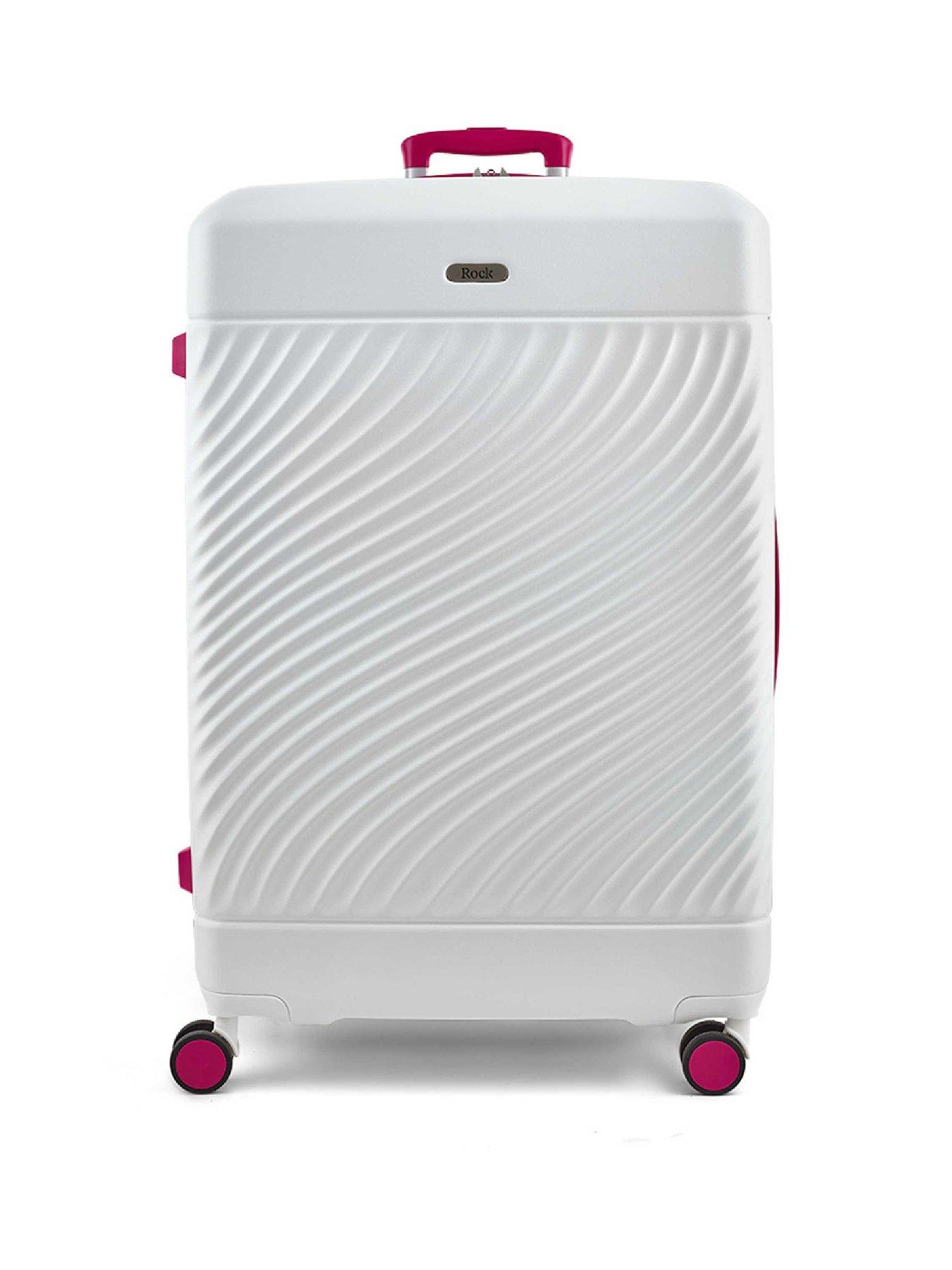 Image 2 of 6 of Rock Luggage Love Island White/Pink Large Suitcase