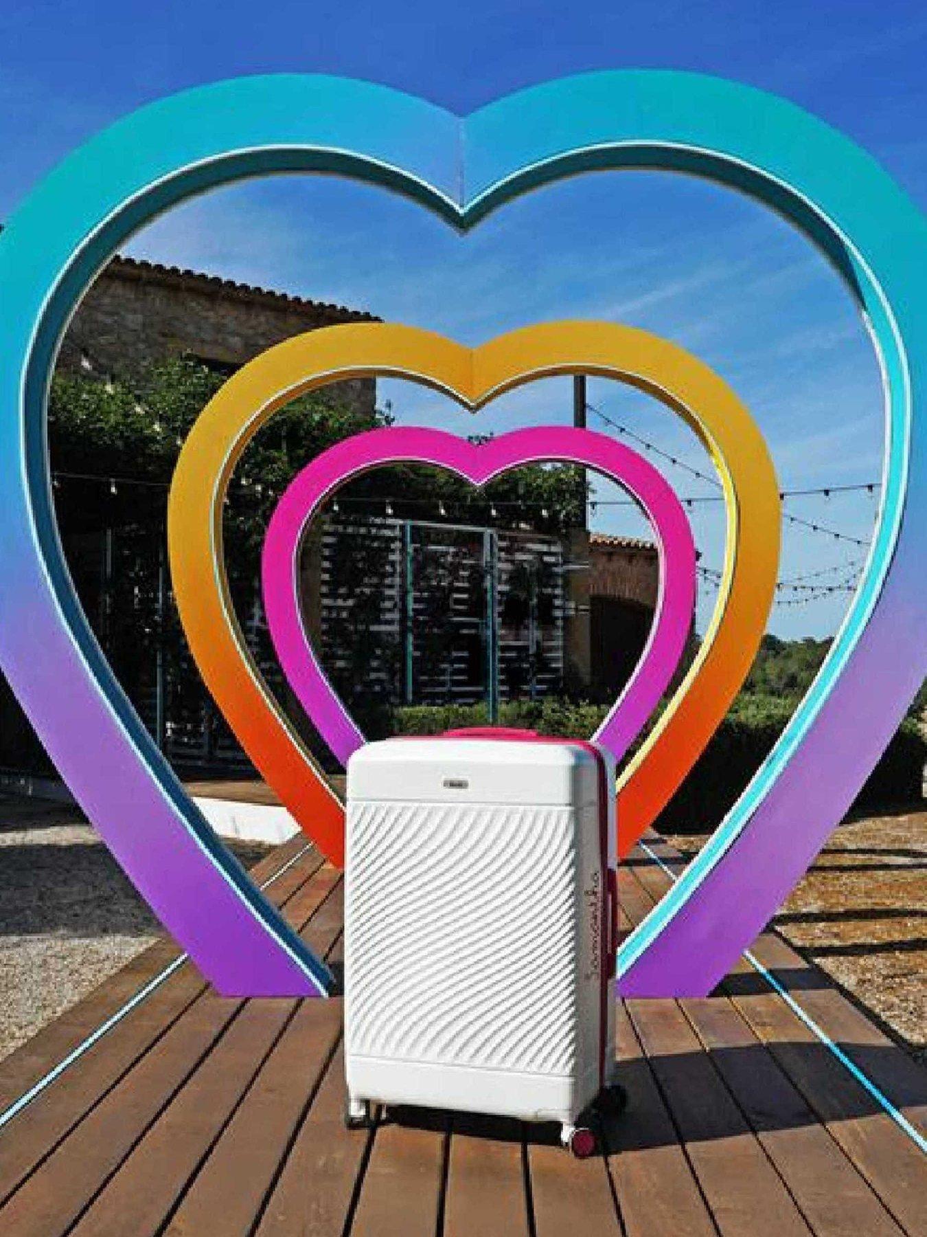 Image 6 of 6 of Rock Luggage Love Island White/Pink Large Suitcase
