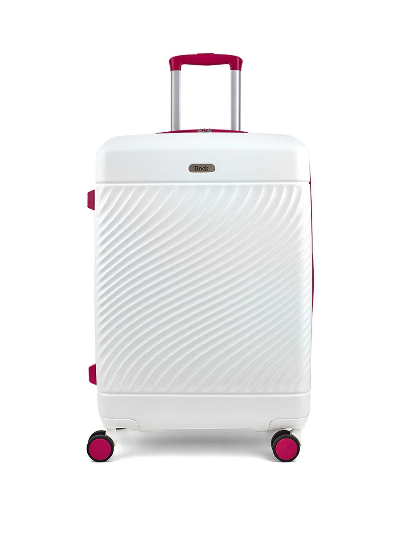 Image 2 of 6 of Rock Luggage Love Island White/Pink Medium Suitcase