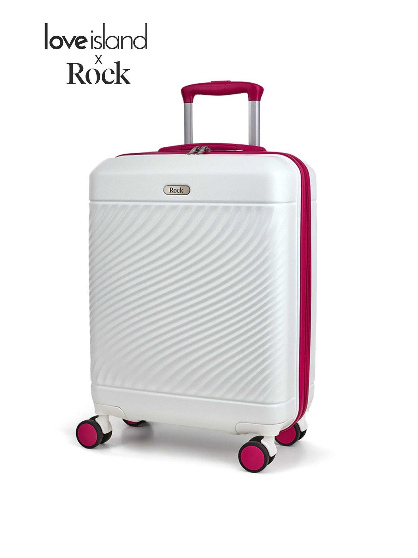 Image 1 of 6 of Rock Luggage Love Island White/Pink Cabin Suitcase