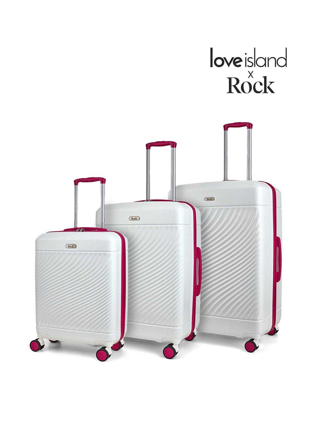 Rock Luggage Love Island White/Pink 3pc Set Suitcase