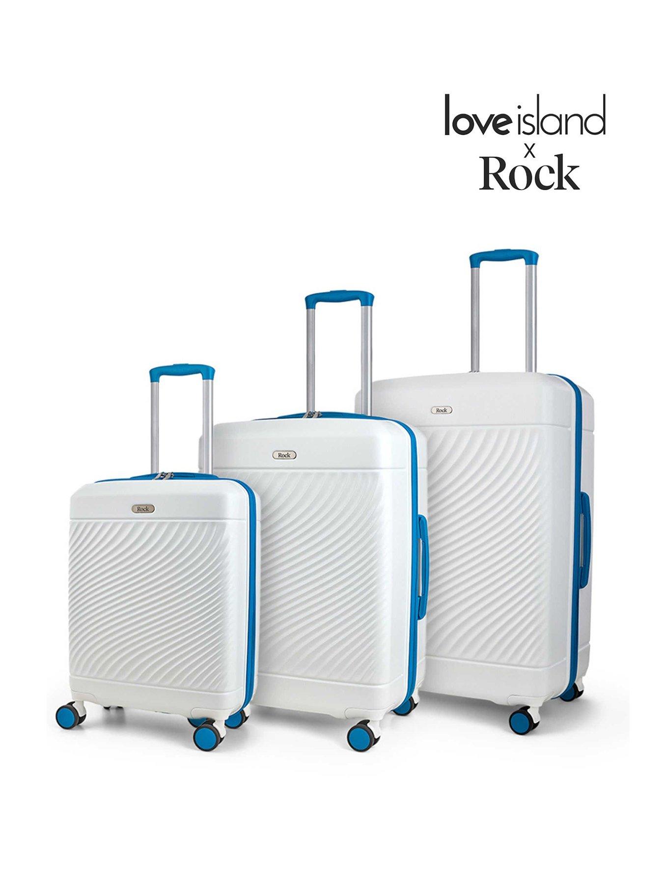 Rock Luggage Love Island White/Blue 3pc Set Suitcase
